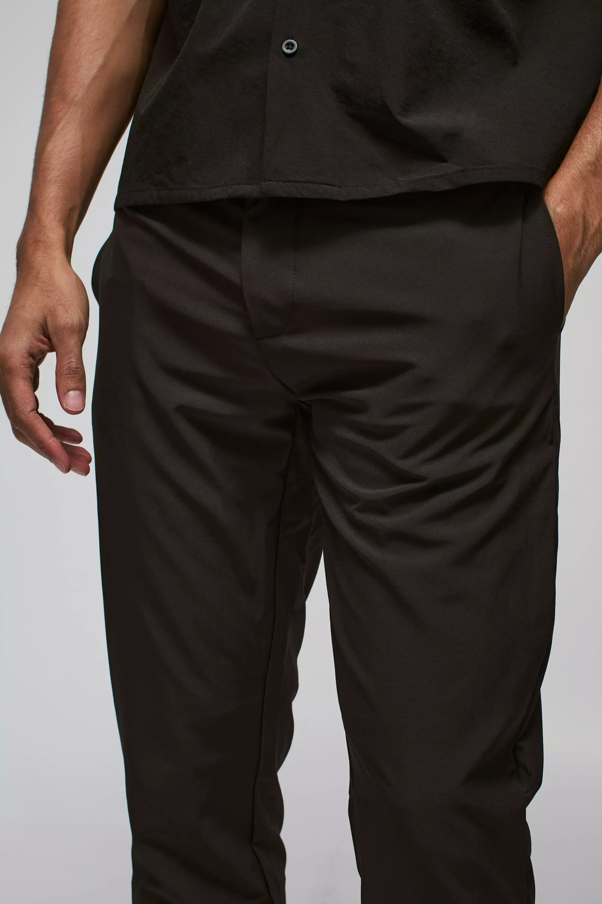Pantalon slim technique à taille fixe, Black autre image