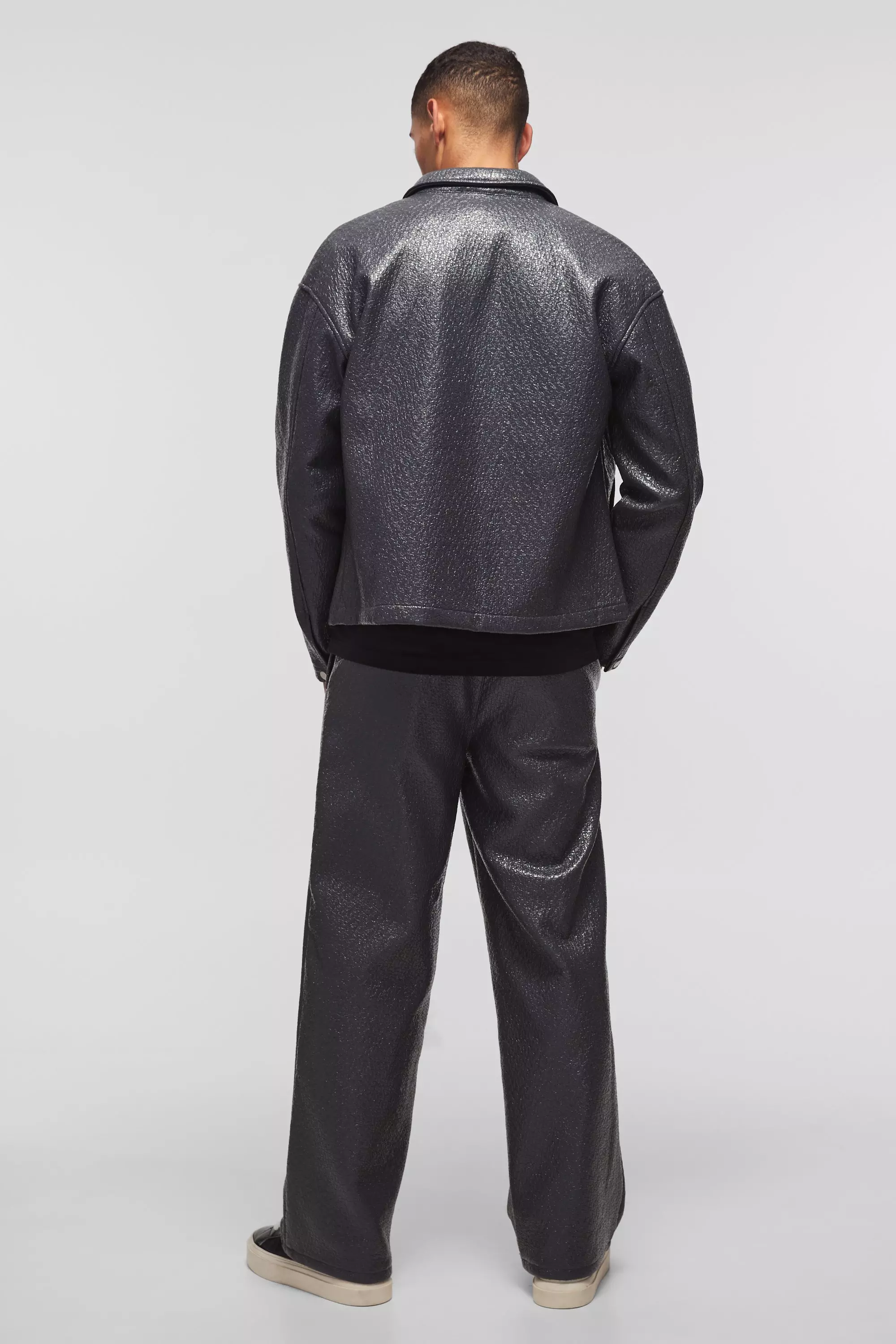 Slate blue Oversized Coated Boucle Overshirt alternative image