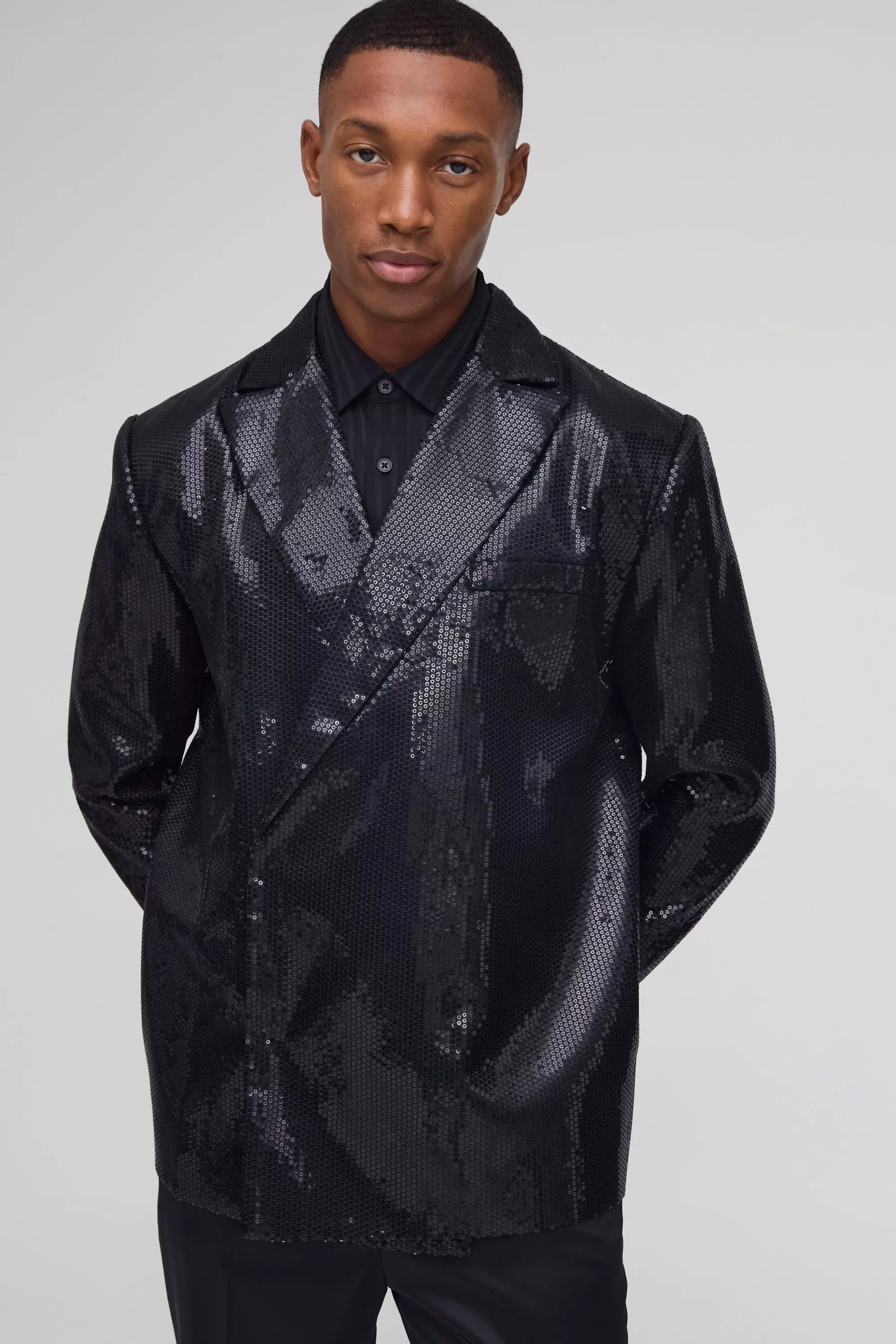 Blazer oversize pailleté, Black autre image