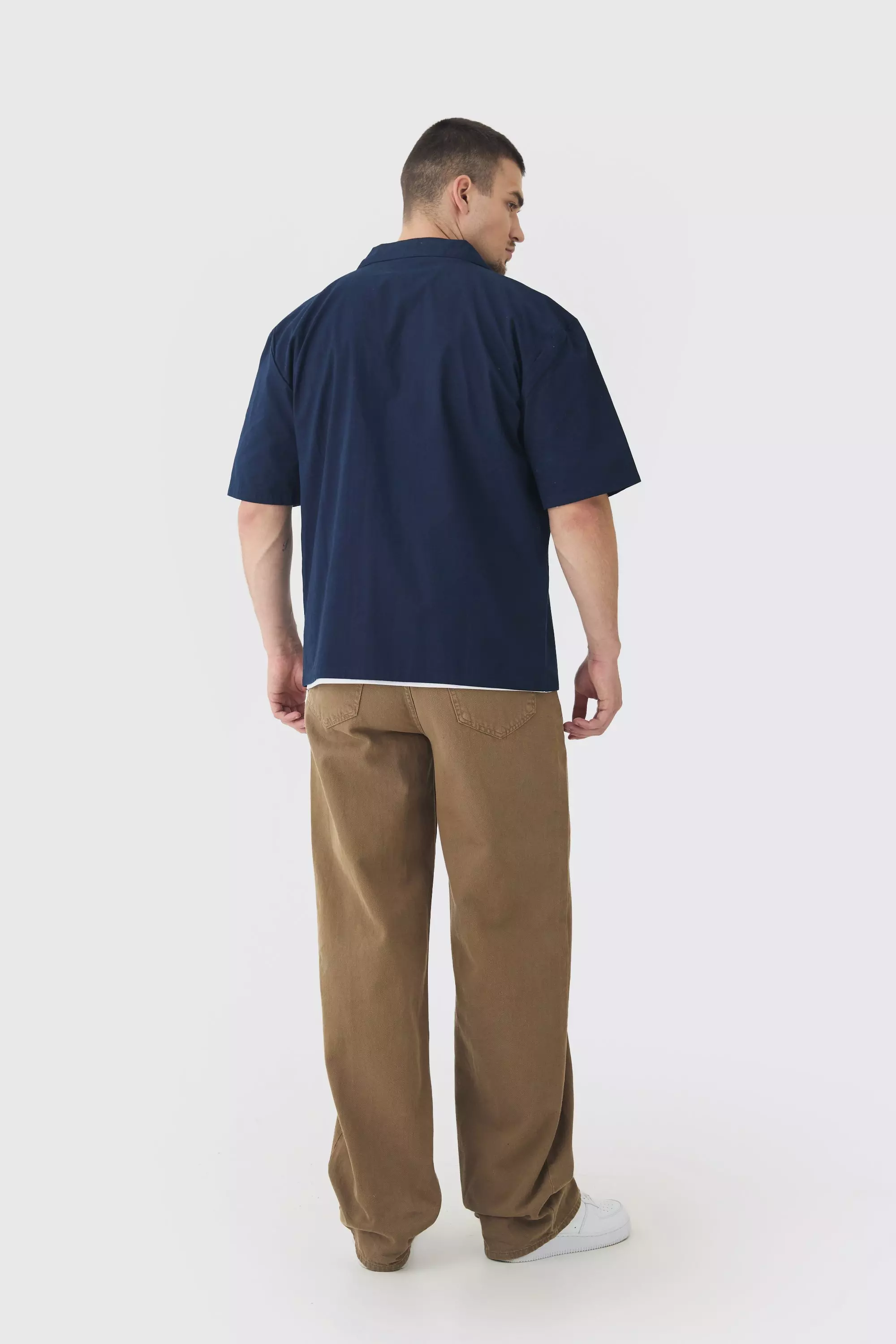 Navy Tall Western Moto Applique Overshirt alternative image