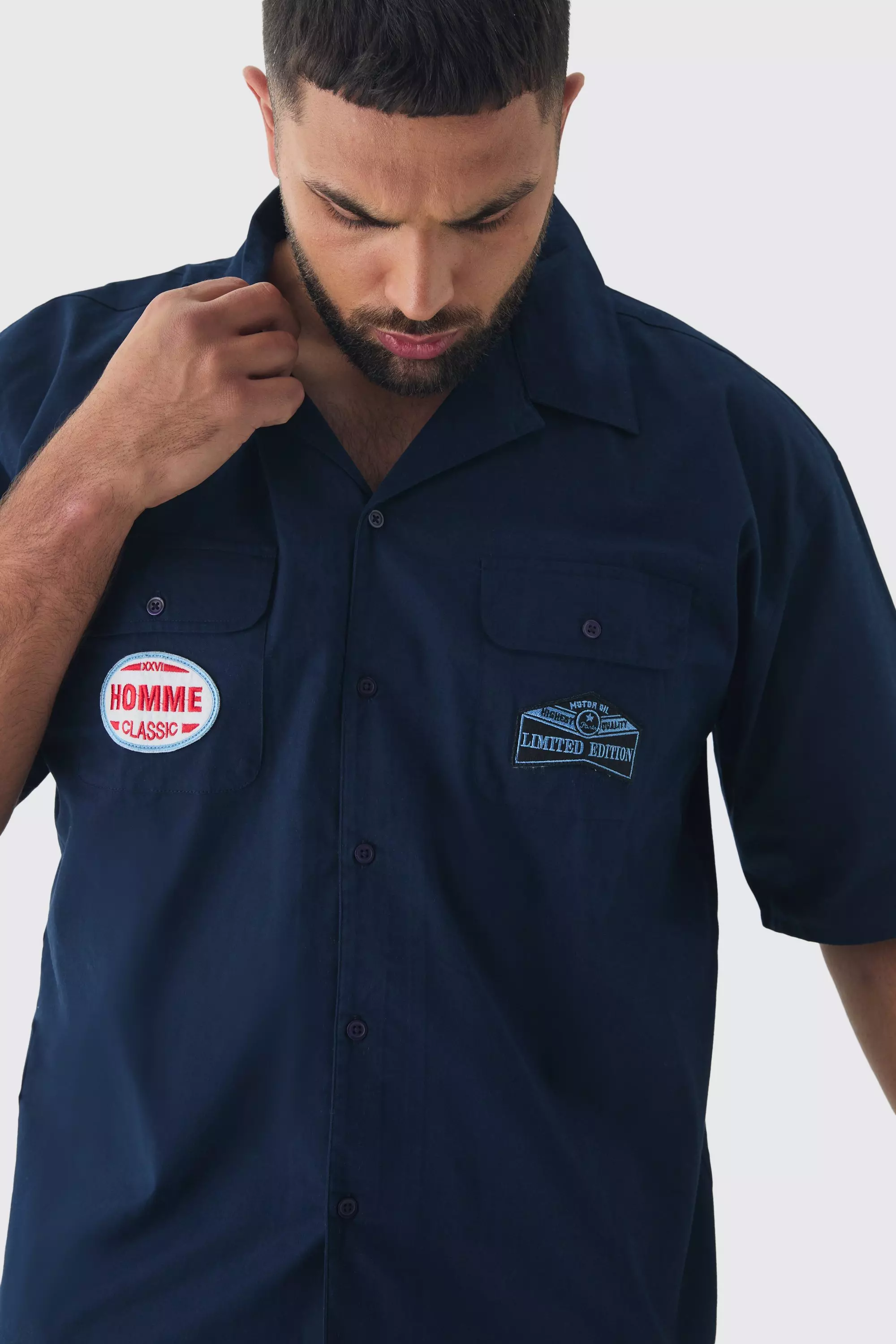 Navy Plus Western Moto Applique Overshirt alternative image