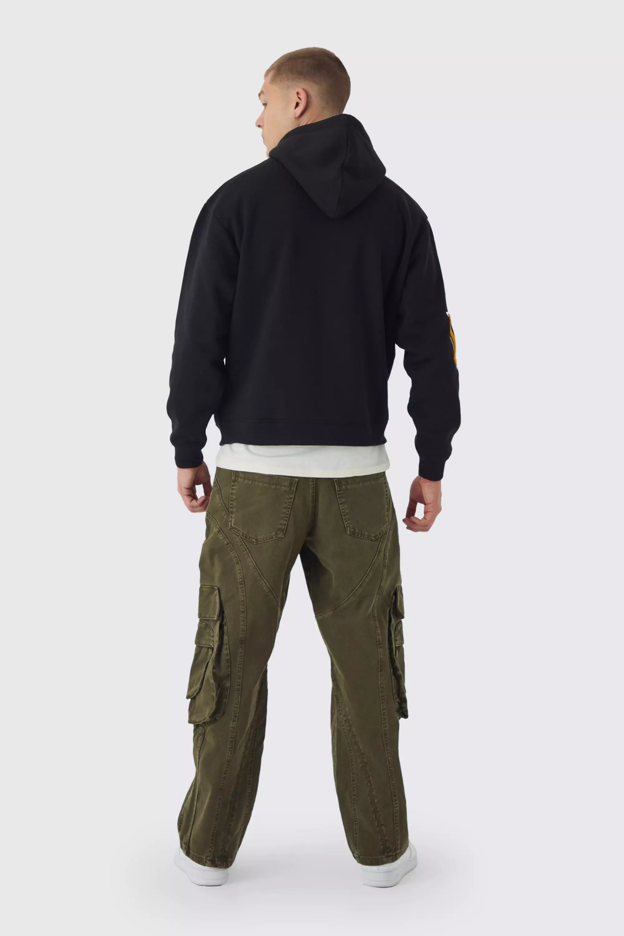Black Oversized Homme Applique Varsity Hoodie alternative image