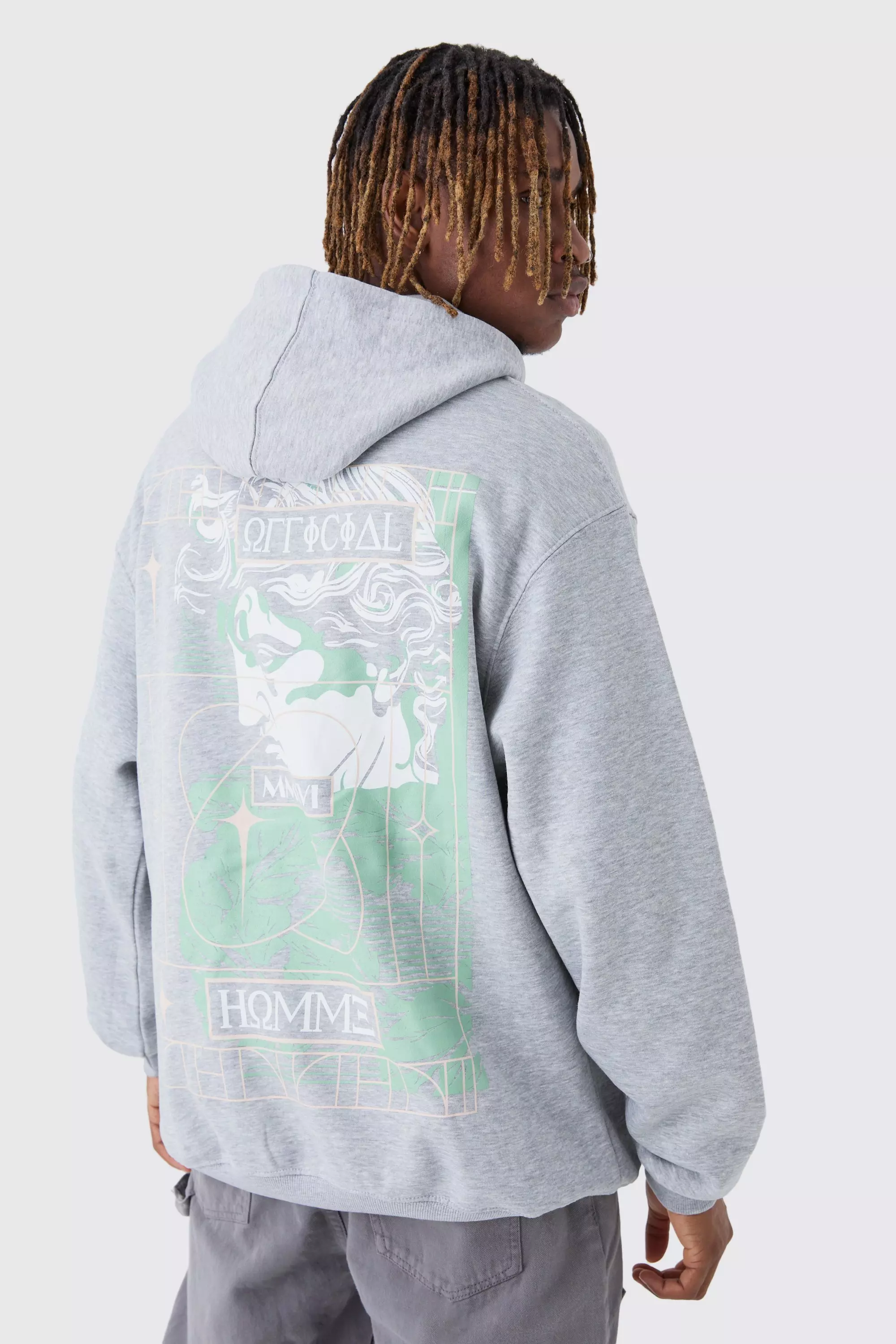 Tall Homme Statue Back Graphic Hoodie boohooMAN UK