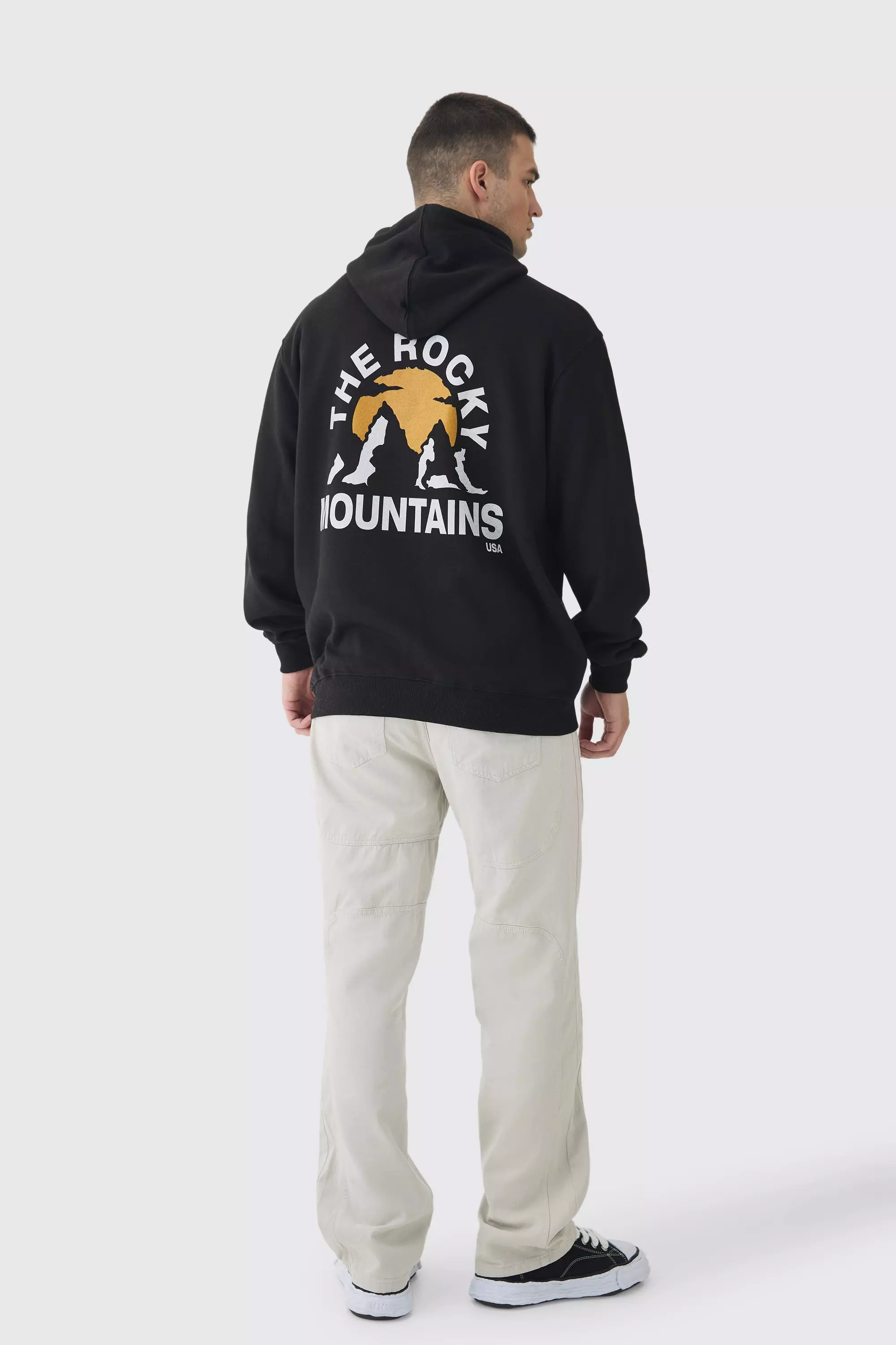 Black Tall Mountains Graphic Oversized Hoodie alternative image