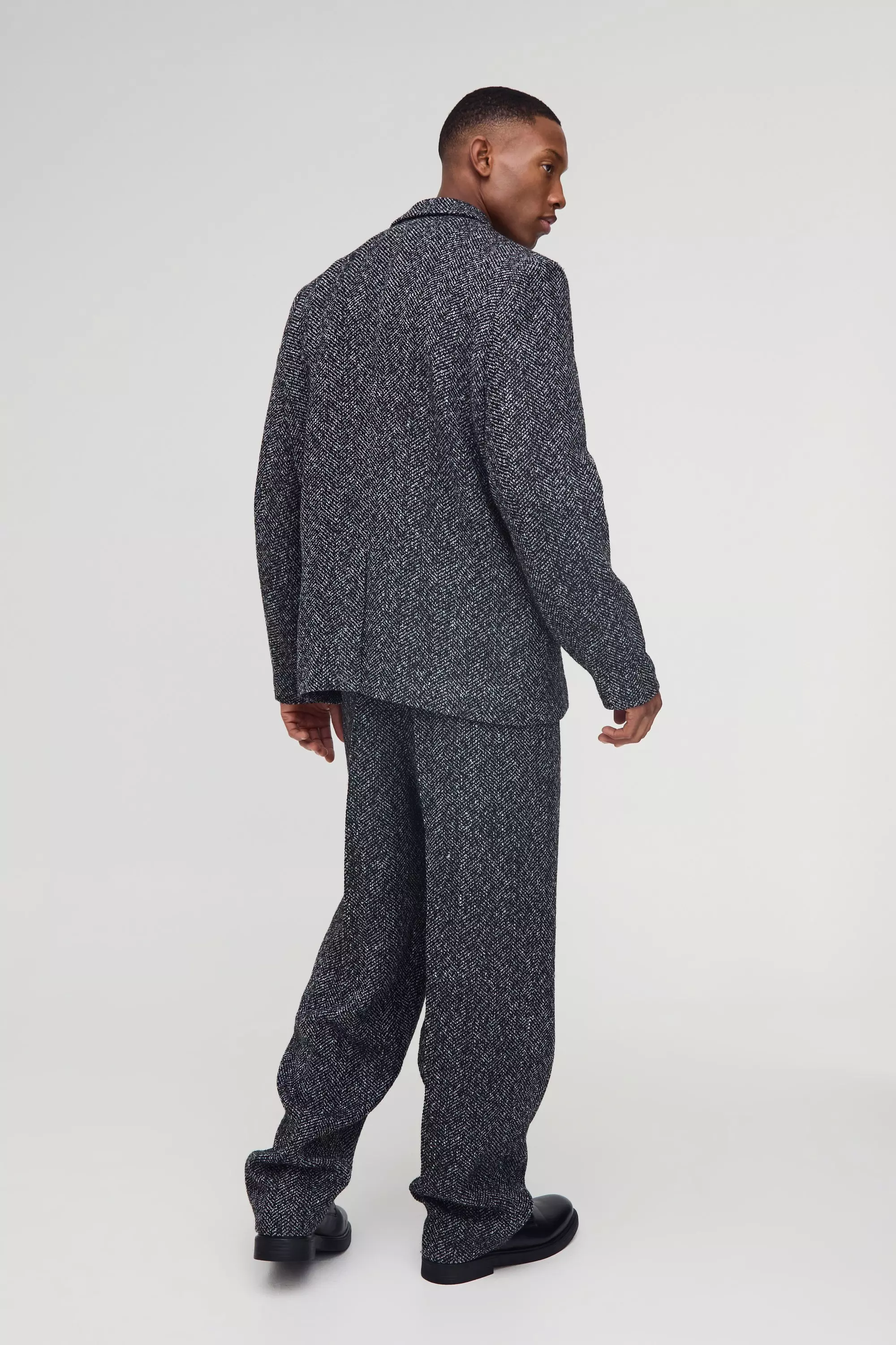 Black Oversized Boucle Boxy Blazer alternative image