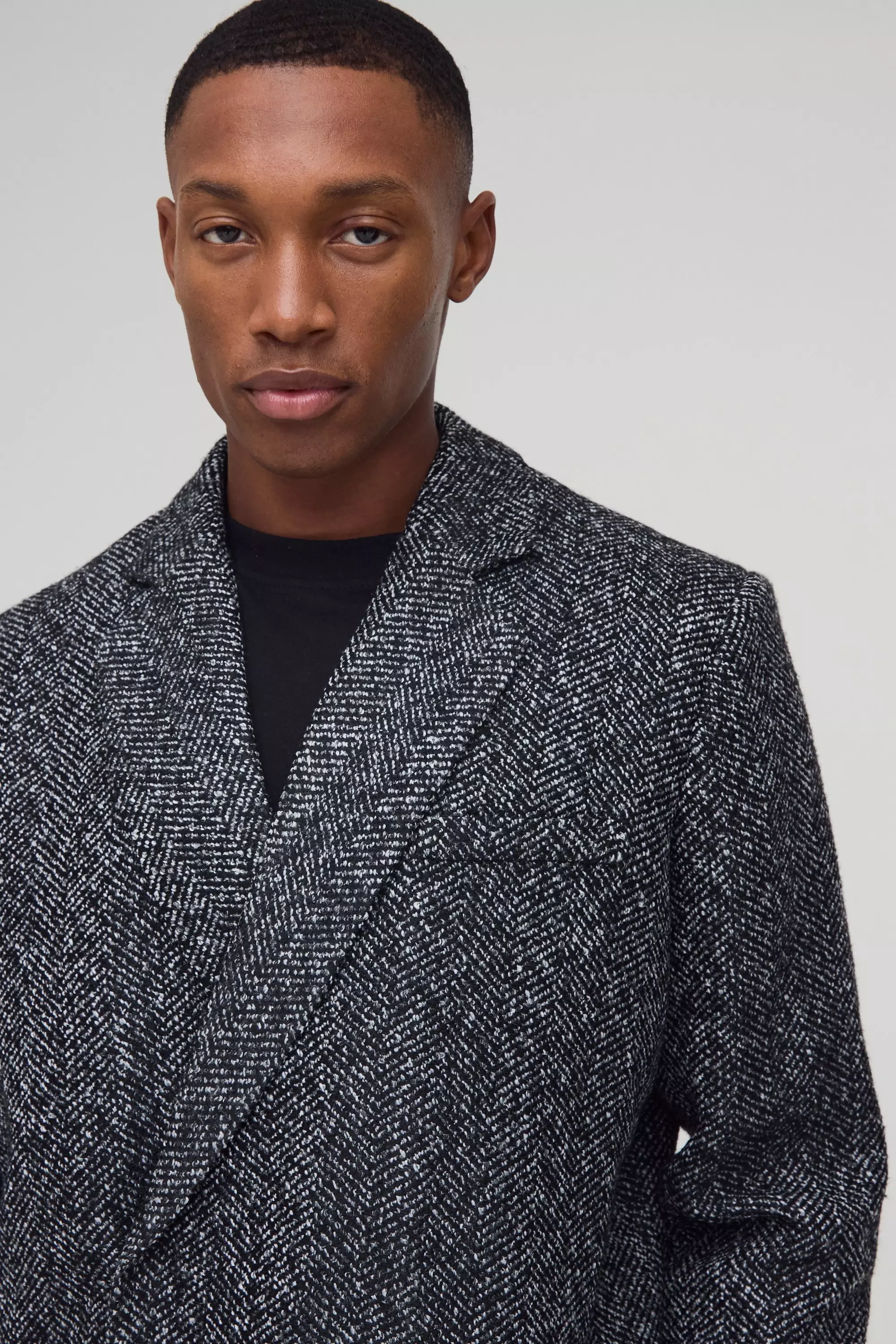 Black Oversized Boucle Boxy Blazer alternative image
