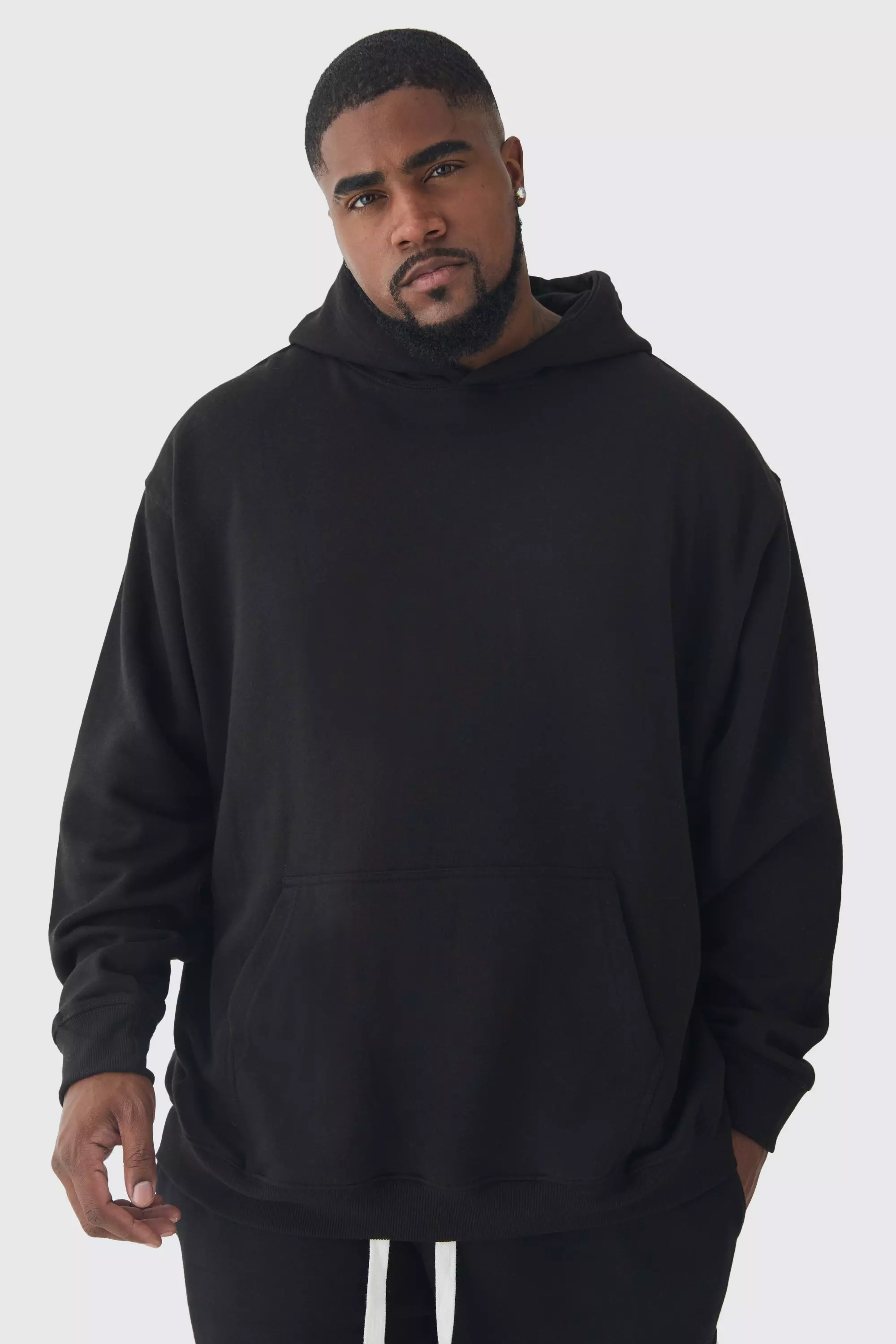 Plus floraler Oversize Hoodie mit Homme Print, Black alternatives Bild