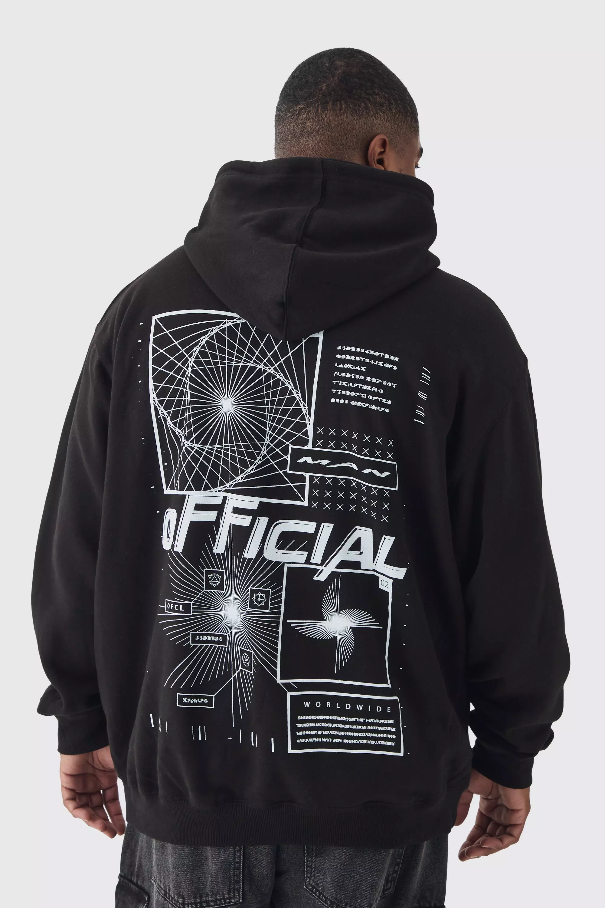 Black Plus Official Abstract Graphic Oversized Hoodie