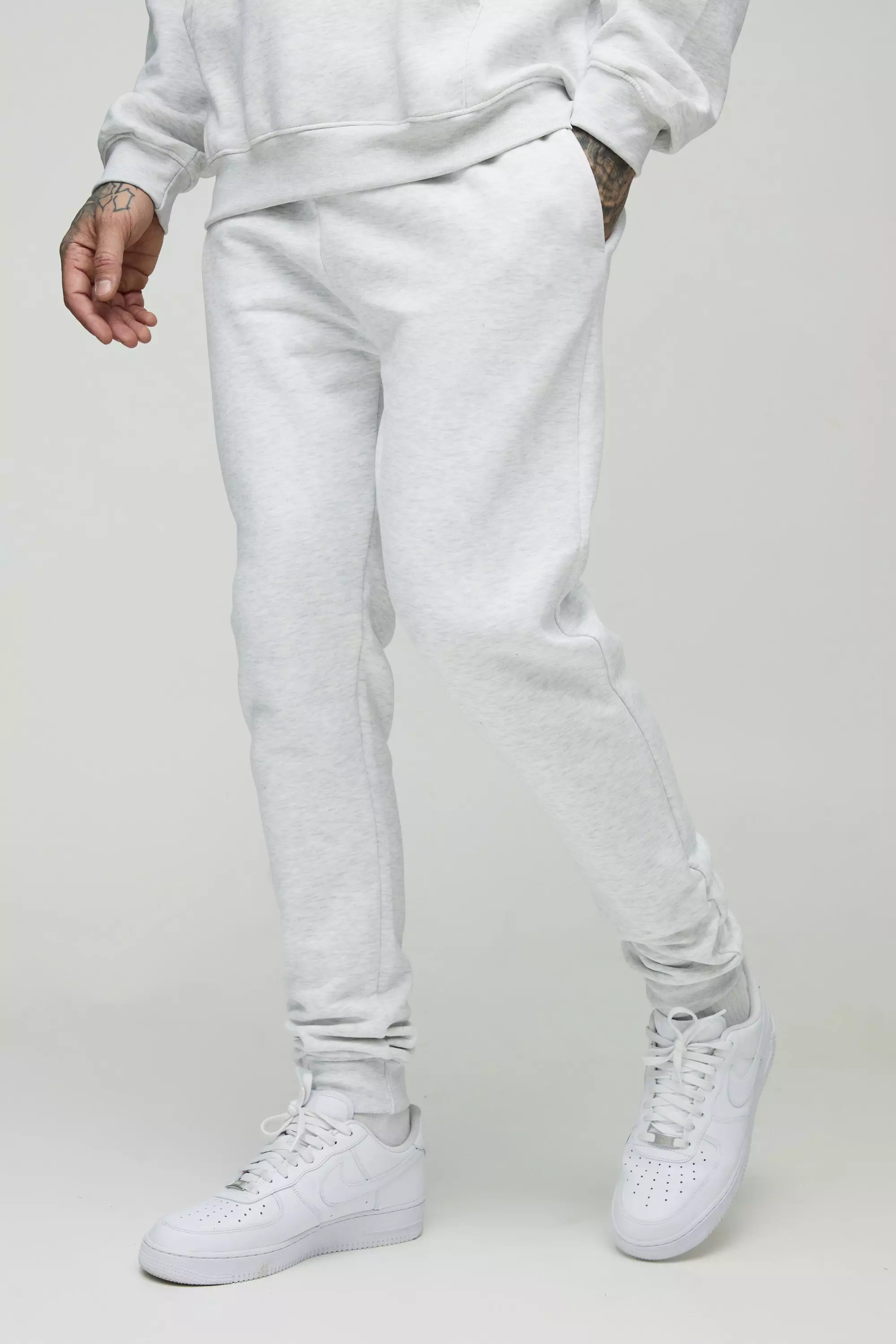 330GSM Tall Slim Leg Fit Sweatpants In Grey Marl alternative image