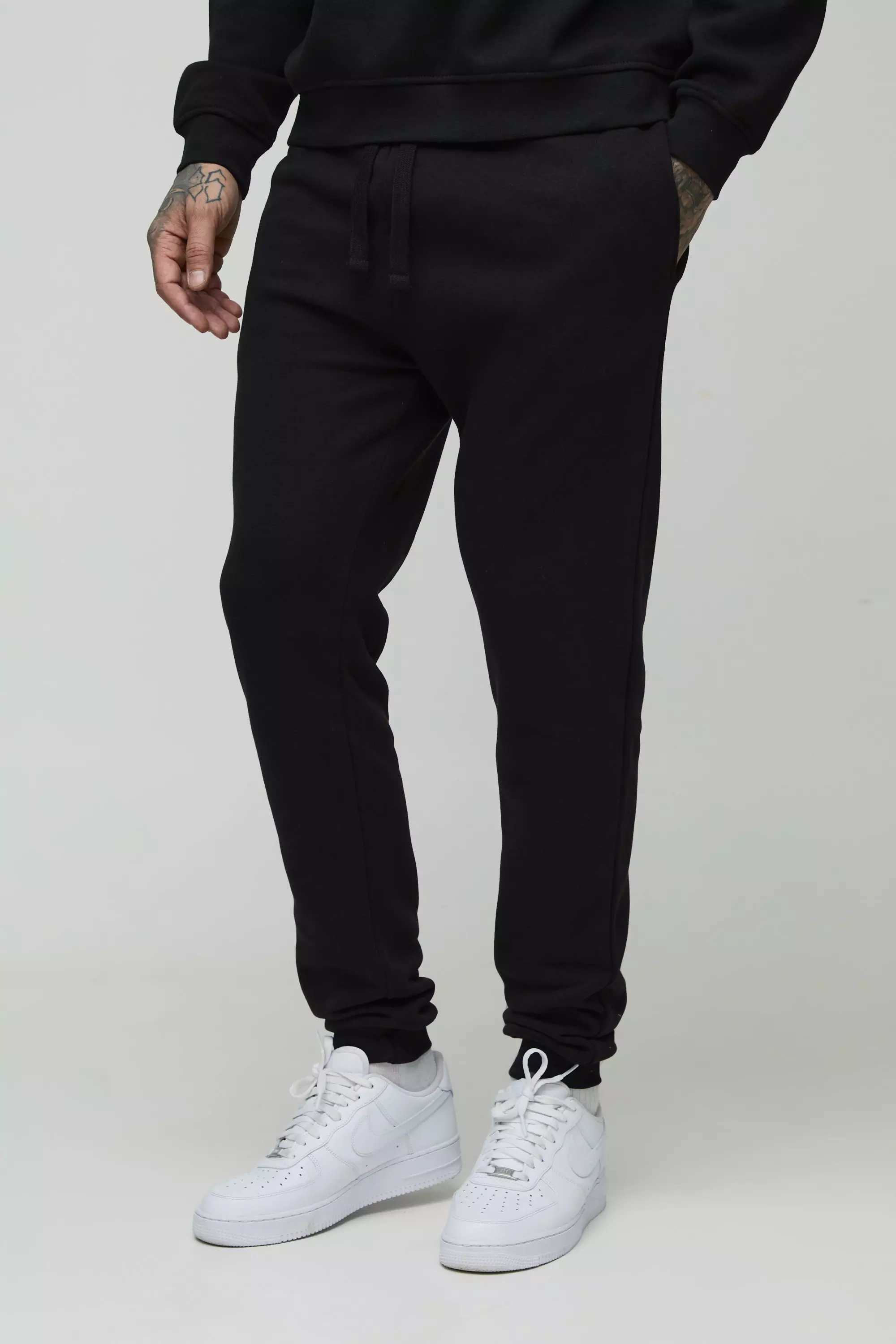 330GSM Tall Skinny Fit Sweatpants In Black Black