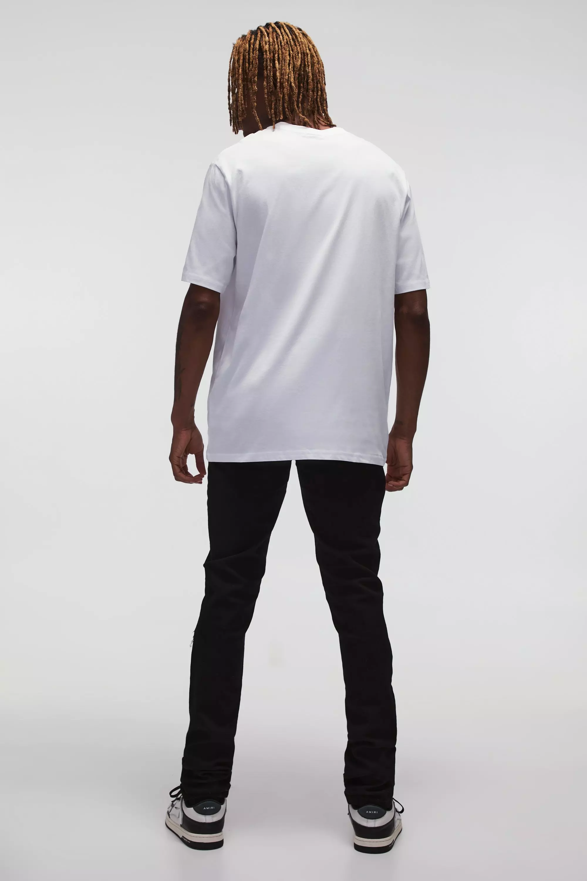 Black Tall Stretch Skinny Stacked Ripped Knee Jeans alternative image