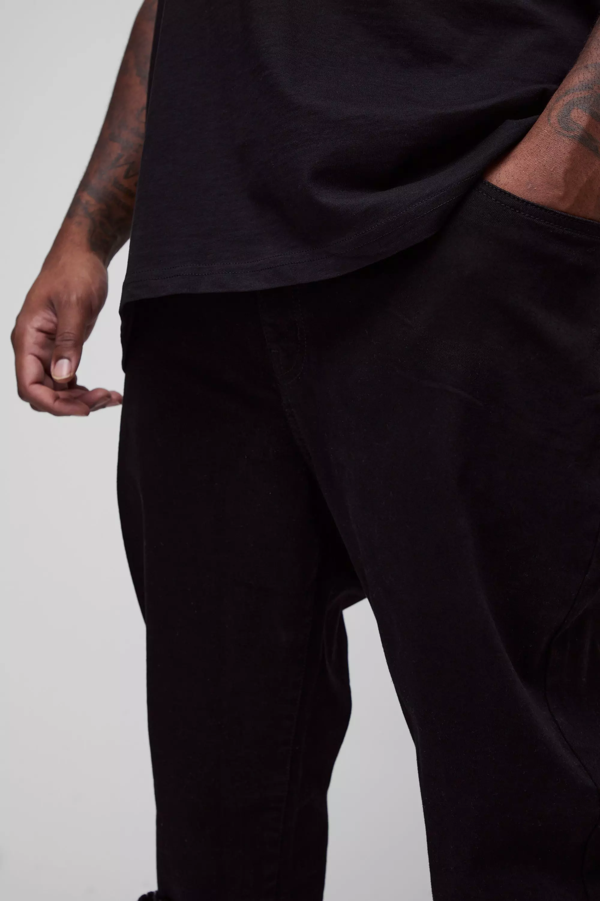 Black Plus Stretch Skinny Stacked Ripped Knee Jeans alternative image