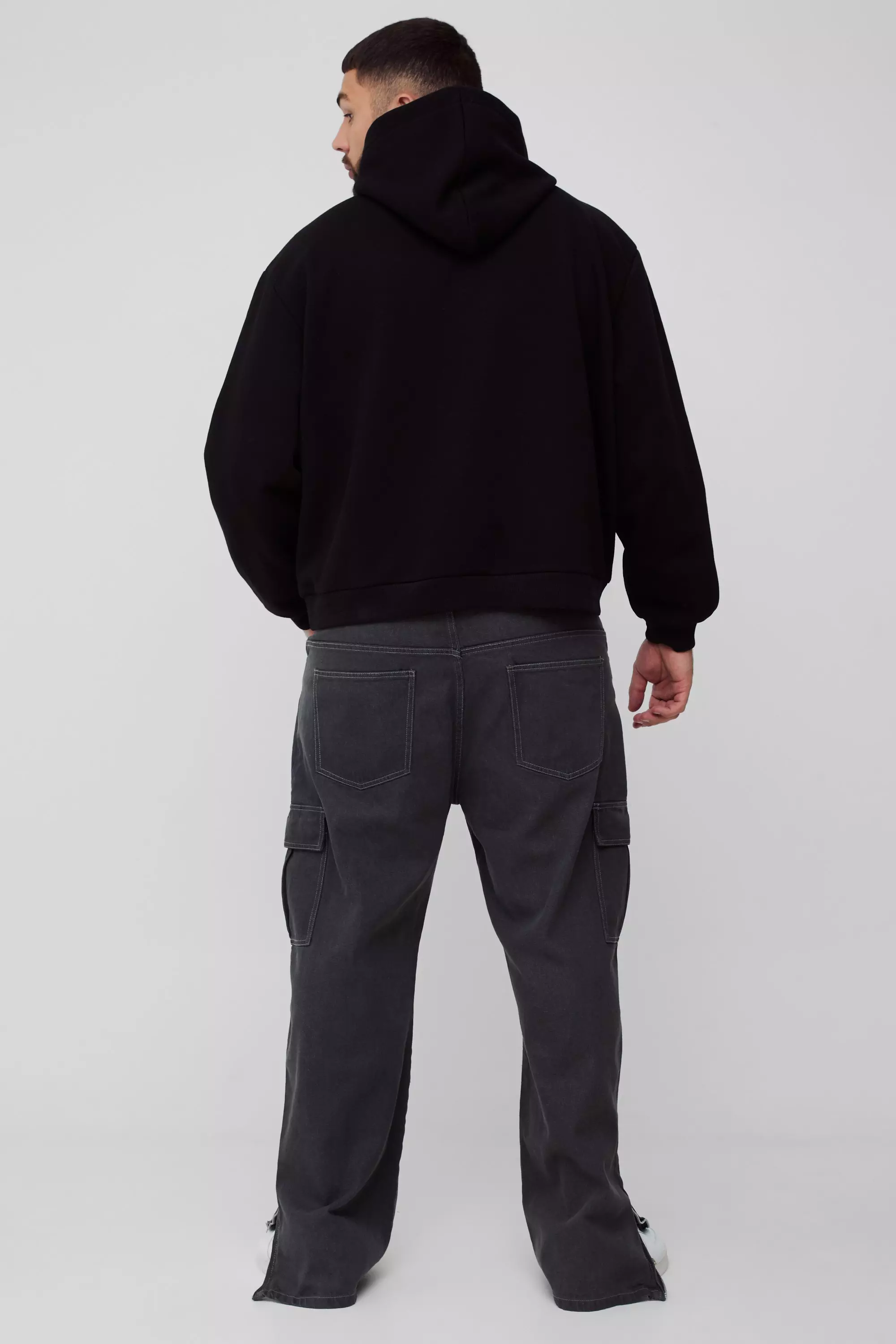 Jeans Cargo Dritti Taglie Forti Con Zip Sul Fondo, Mid grey immagine alternativa