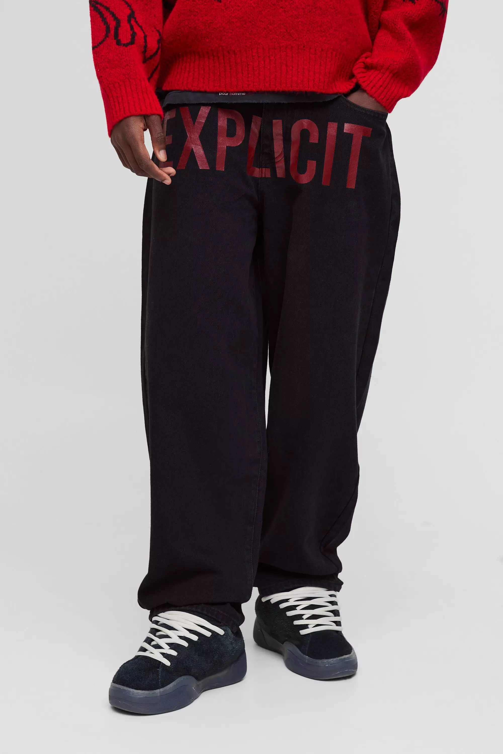 Washed black Onbewerkte 'EXPLICIT' Ballon Jeans alternatieve afbeelding