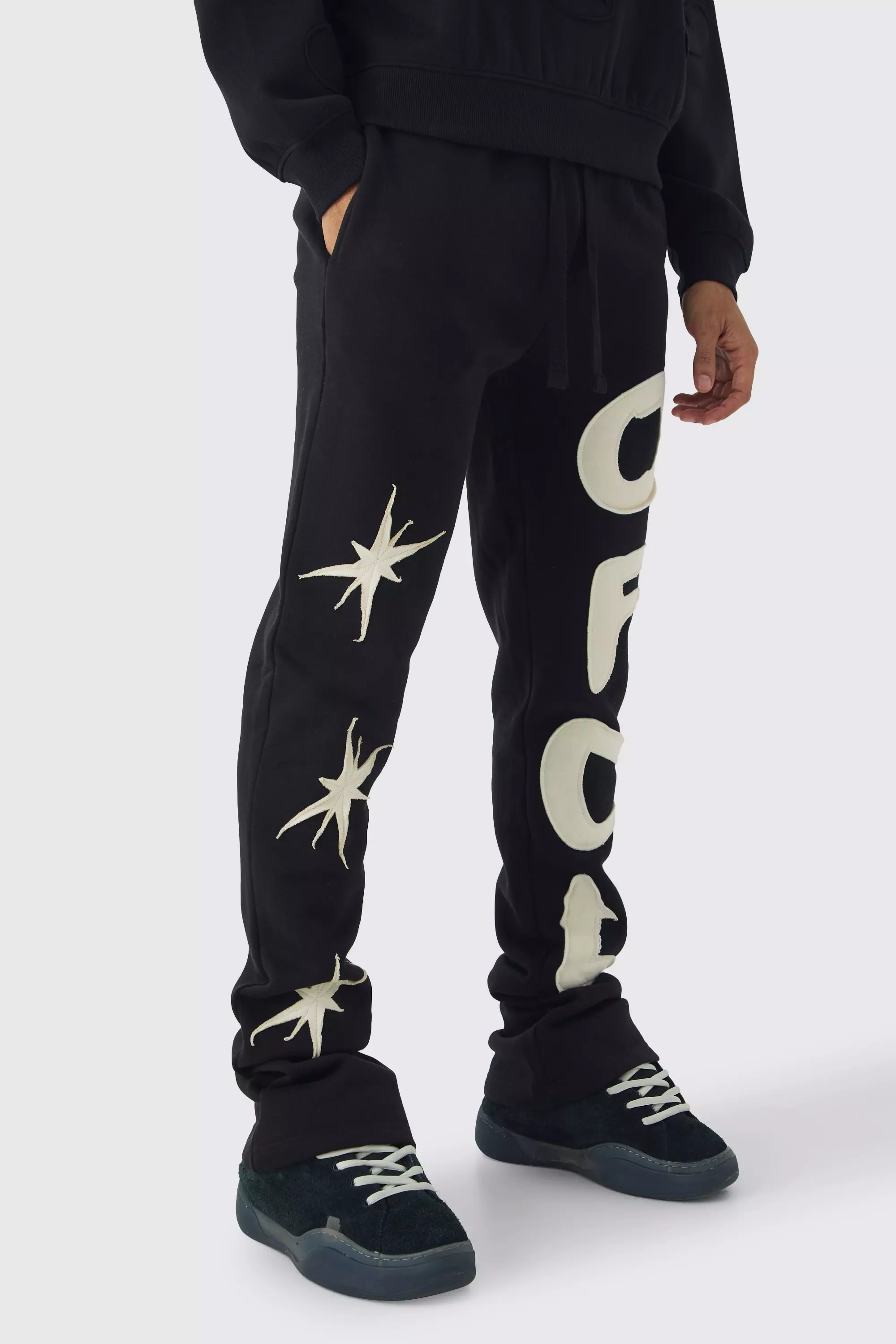 Black Slim Stacked Star Ofcl Applique Jogger alternative image