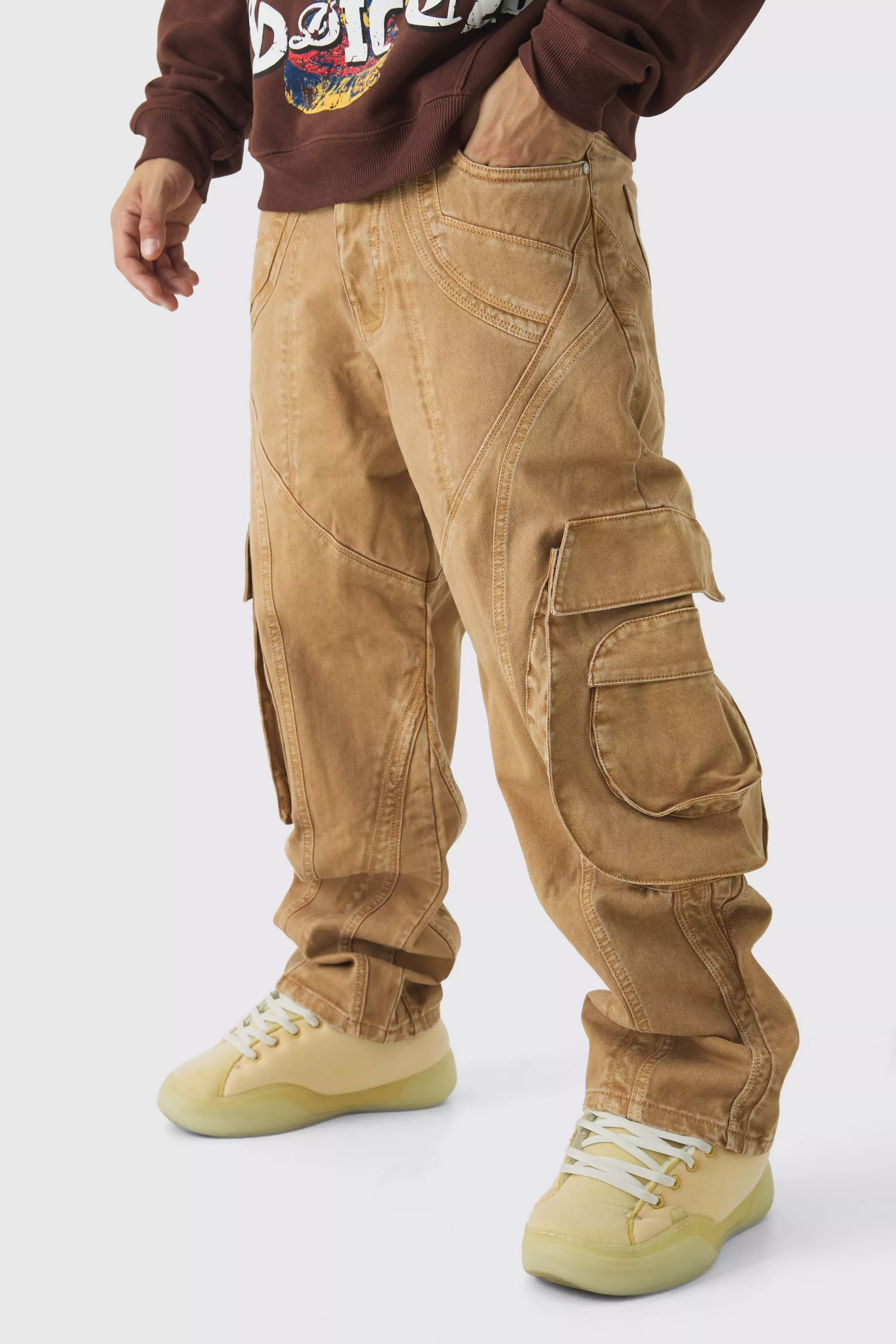 【BAON】Tilan One Button Cotton Banding Cargo Pants XinnanDe Men's Cotton Full Elastic Waist with Button Zipper