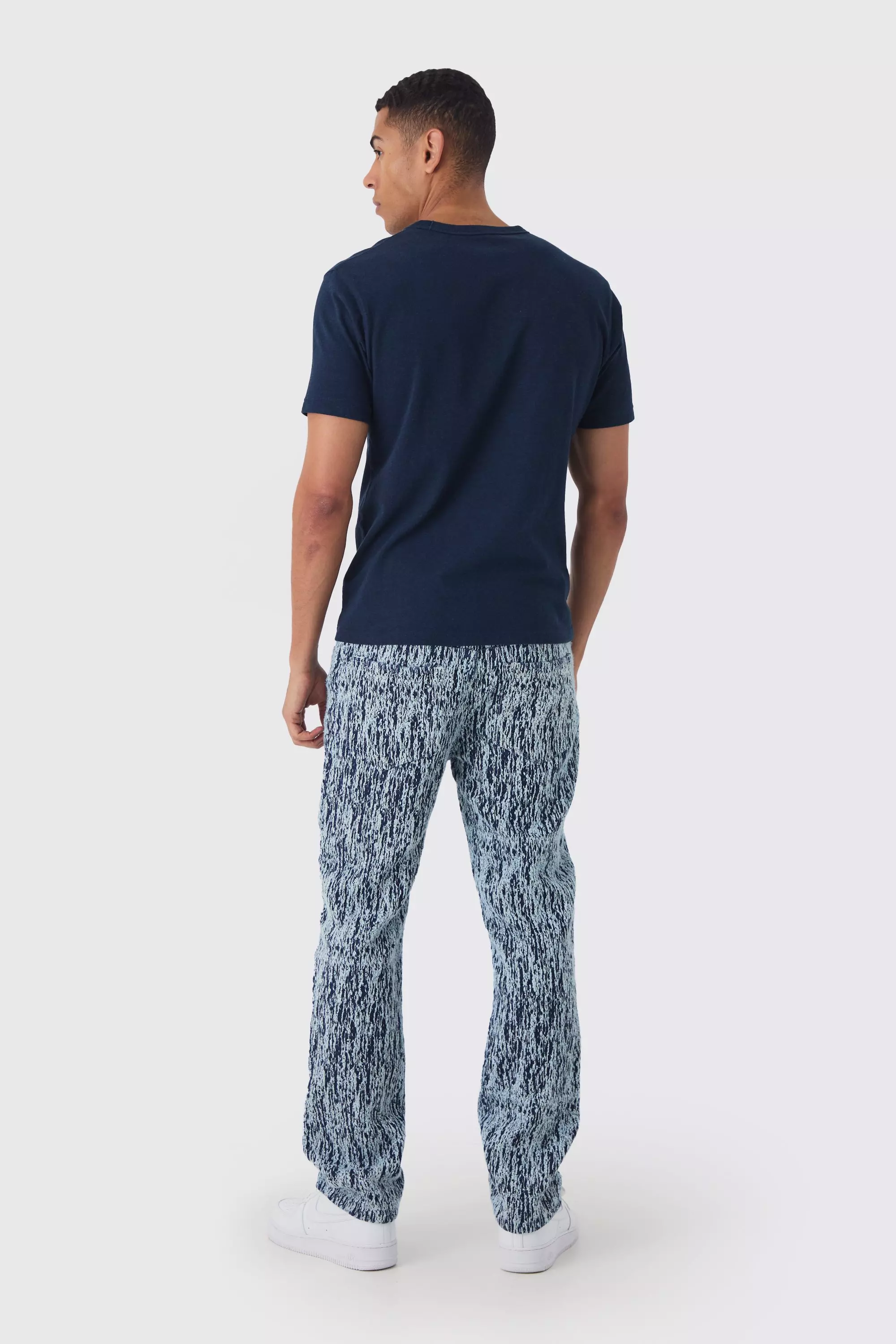 Indigo Straight Leg Heavyweight Denim Jacquard Jeans alternative image