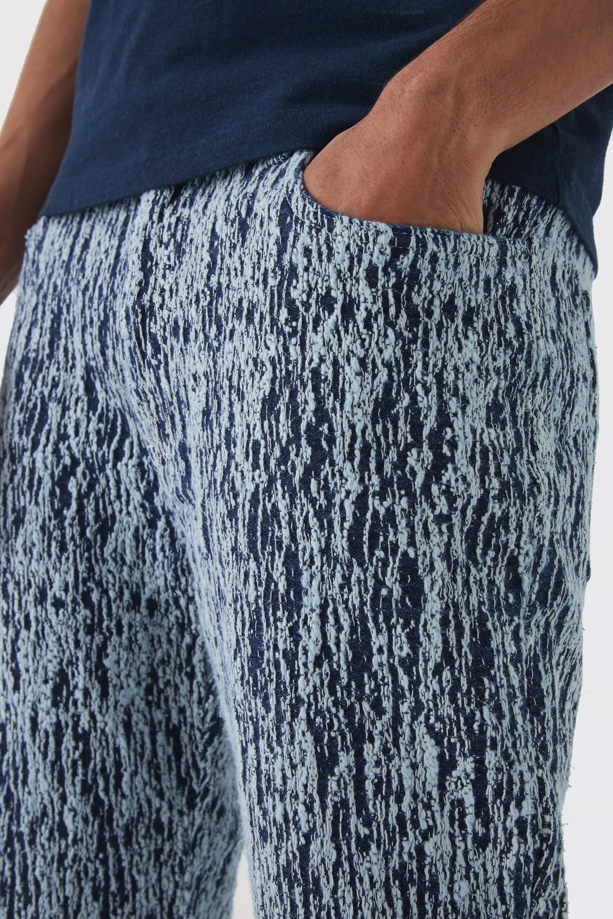 Indigo Straight Leg Heavyweight Denim Jacquard Jeans alternative image