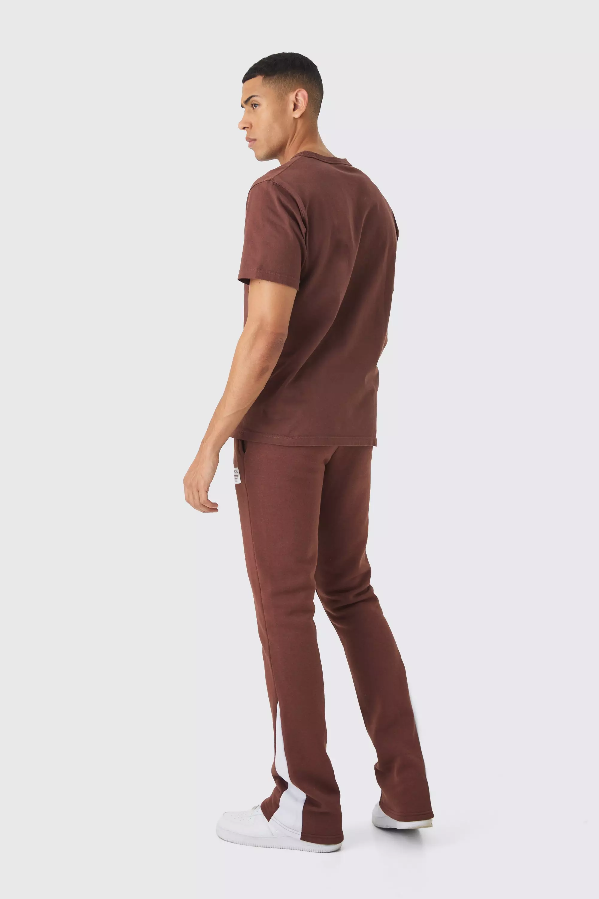 Chocolate Slim Fit Flare Stacked Woven Tab Gusset Jogger alternative image