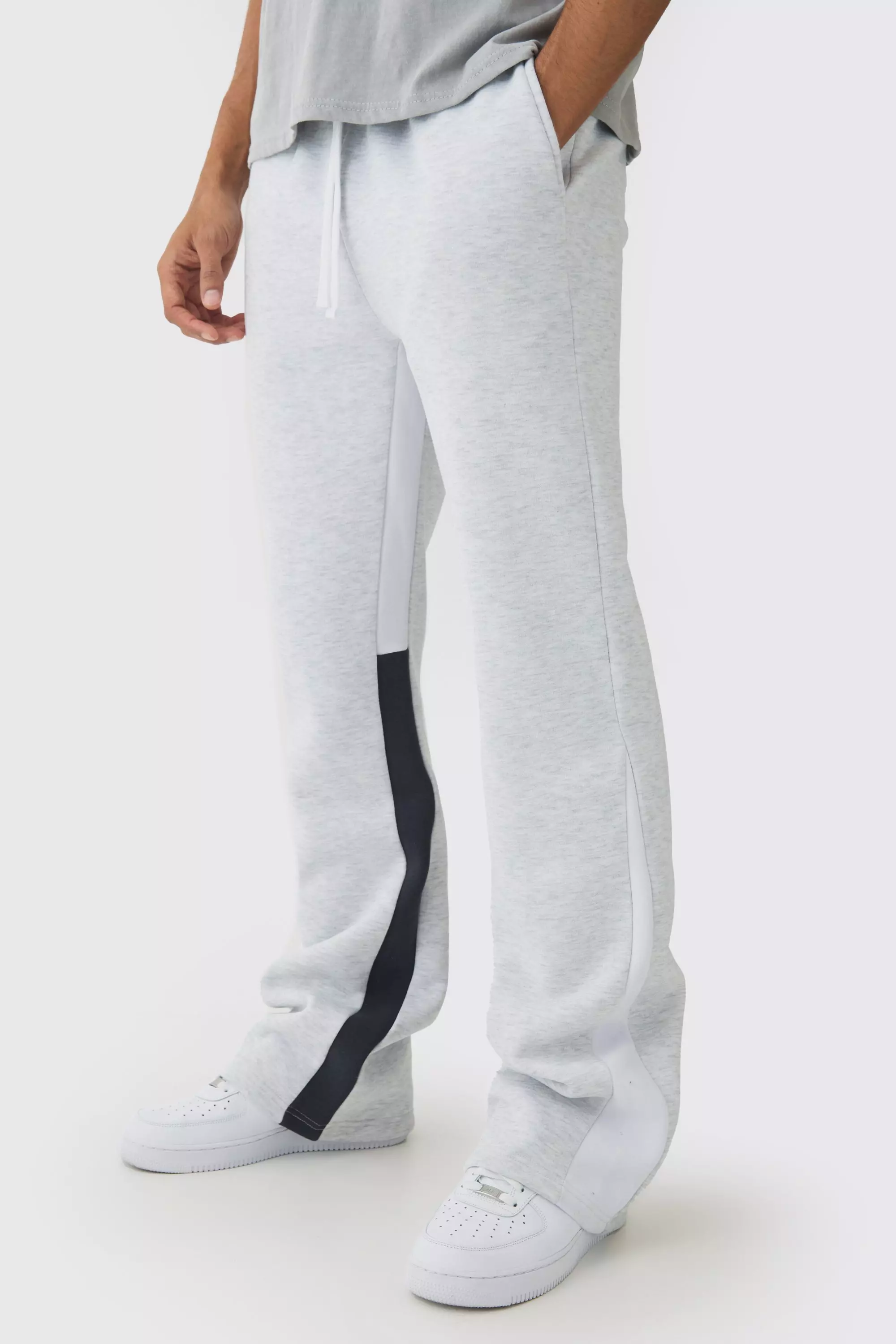 Regular Fit Stacked Gusset Sweatpants Grey marl