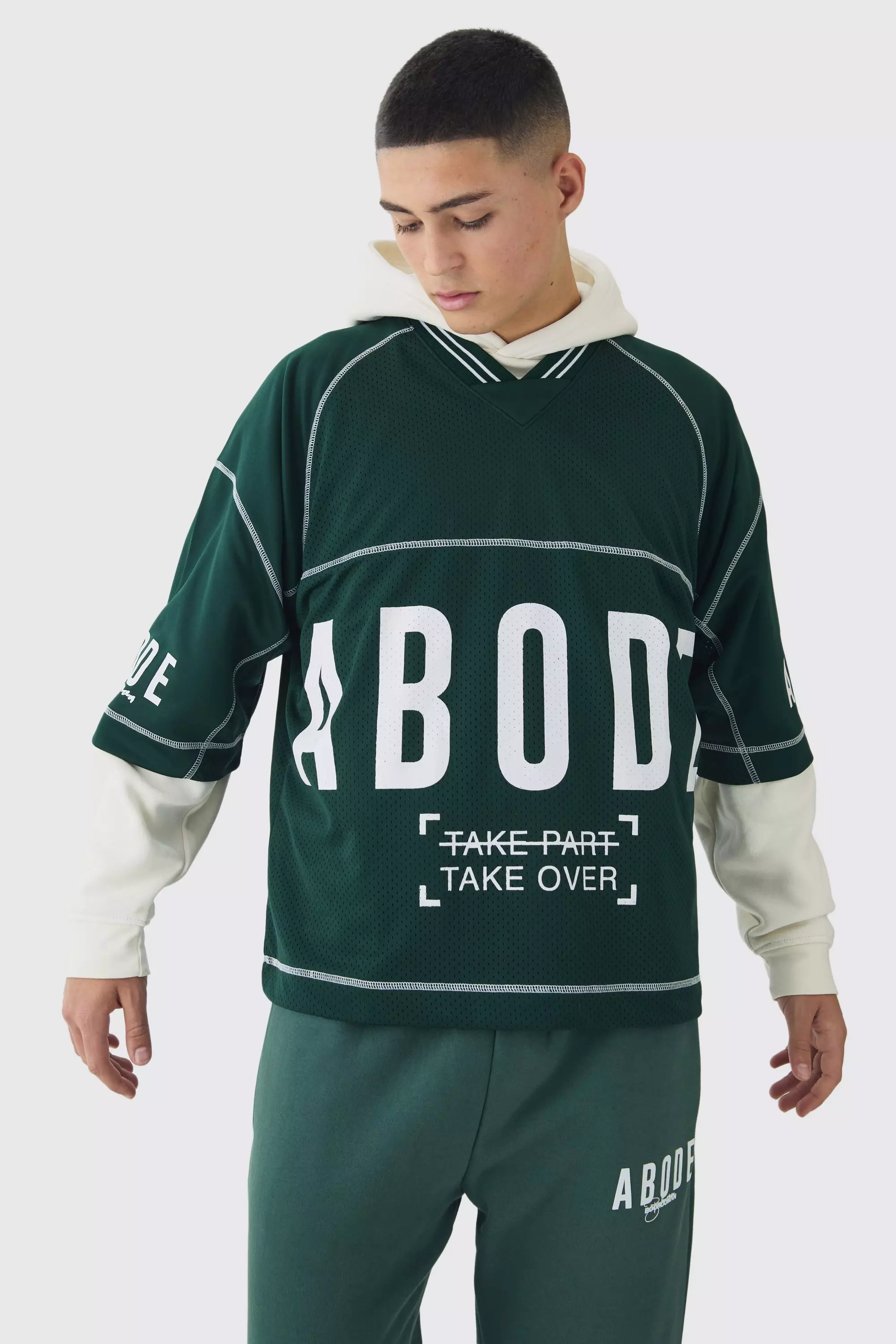 Oversized Mesh Abode Hockey Top Forest