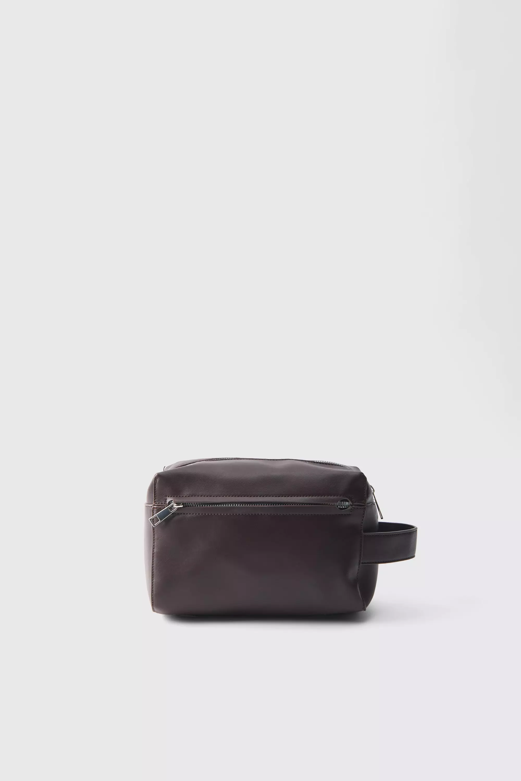 Faux Leather Wash Bag Brown