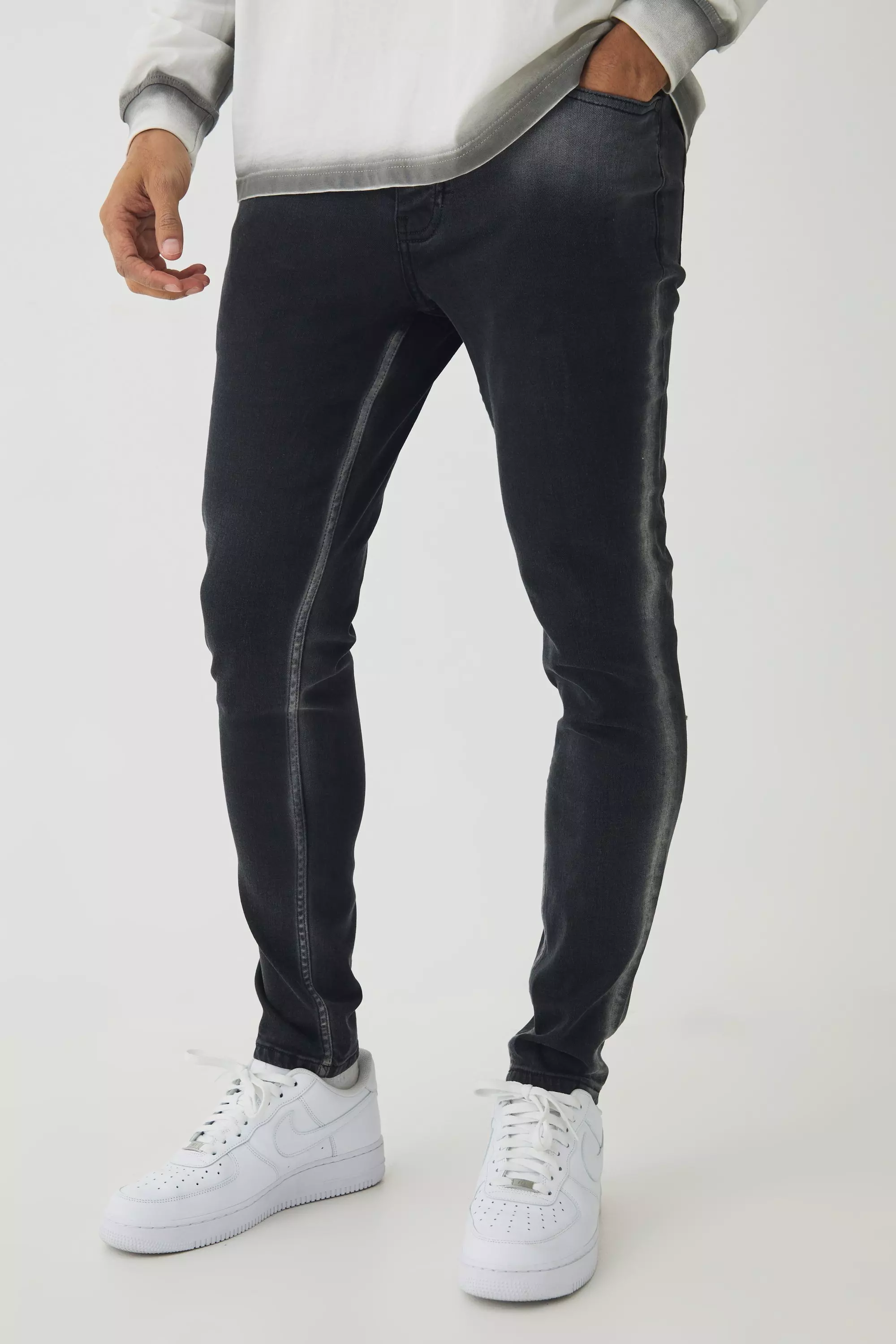 Black Skinny Stretch Washed Jeans