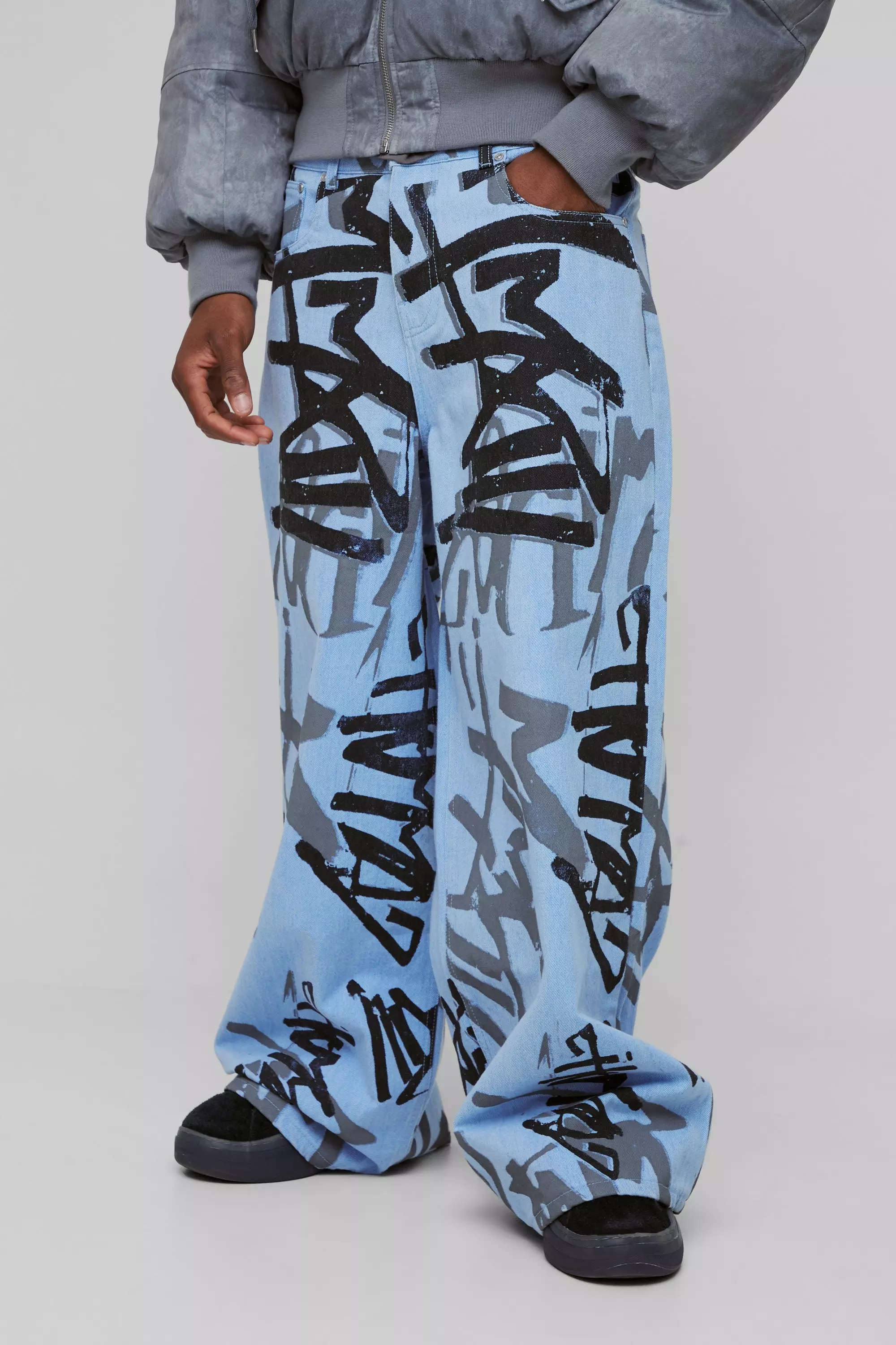 Blue Extreem Baggy Graffiti Jeans alternatieve afbeelding