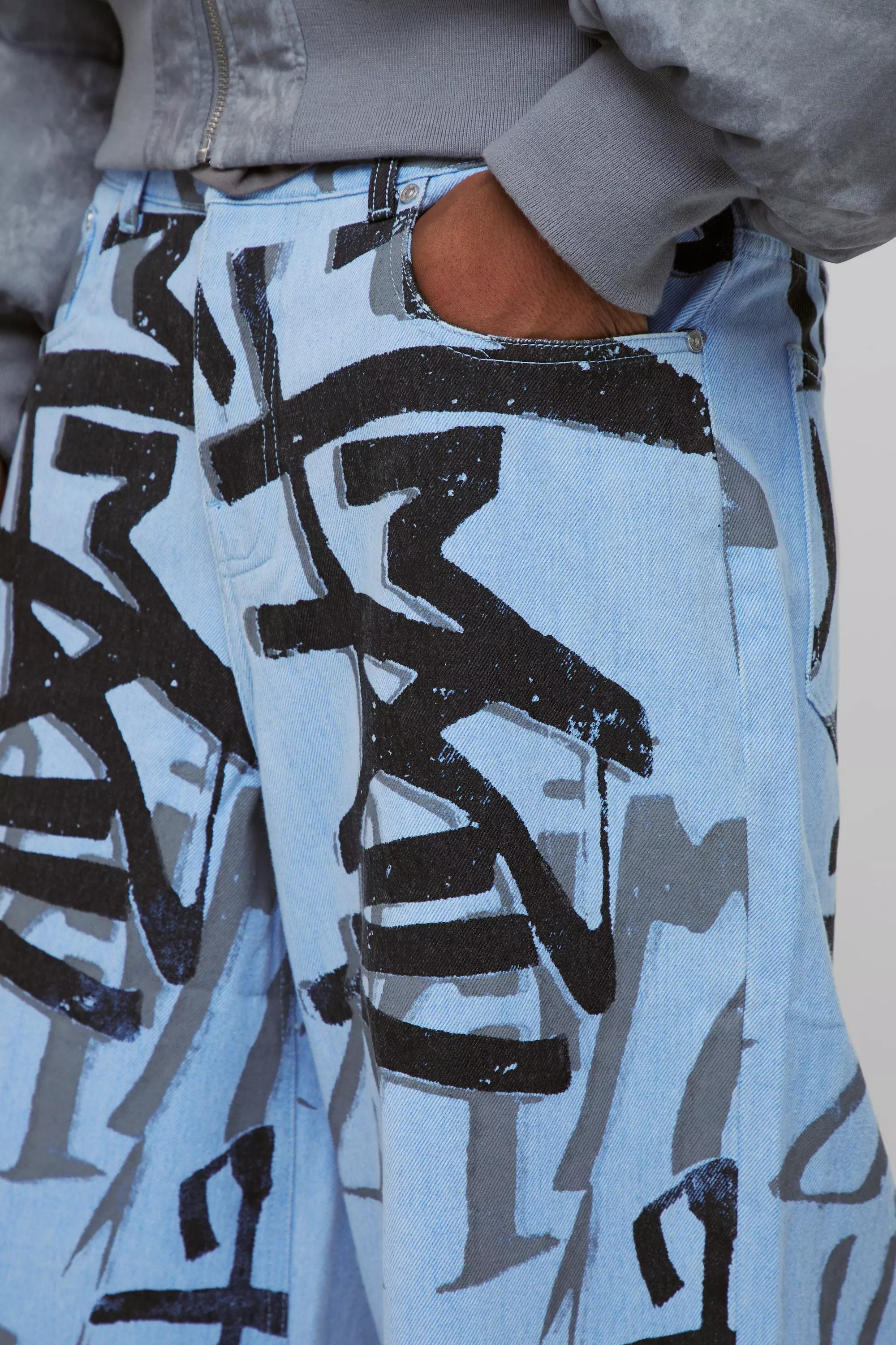 Blue Extreem Baggy Graffiti Jeans alternatieve afbeelding