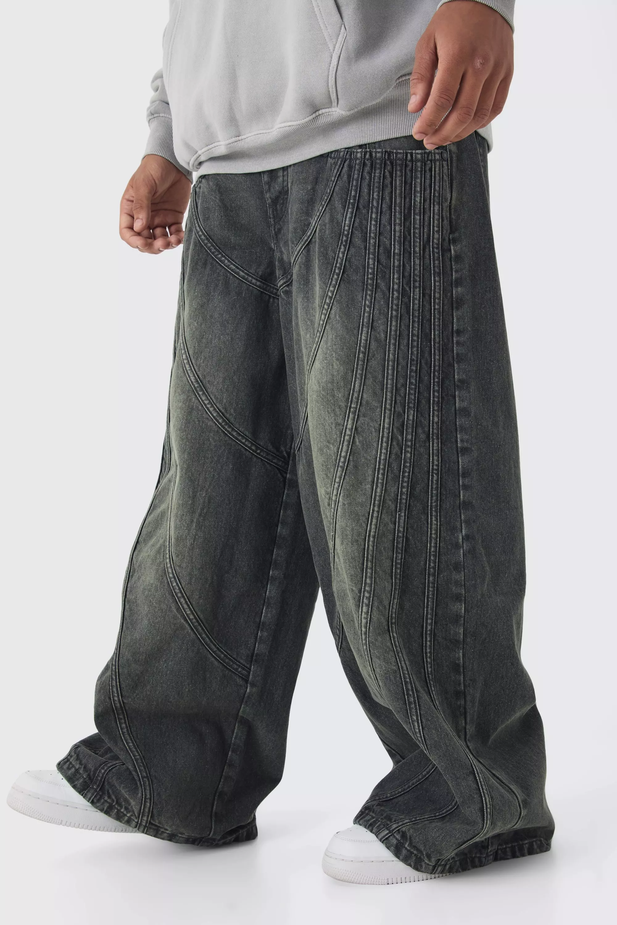 Extreme Baggy Rigid Panelled Tinted Denim Jeans | boohooMAN USA