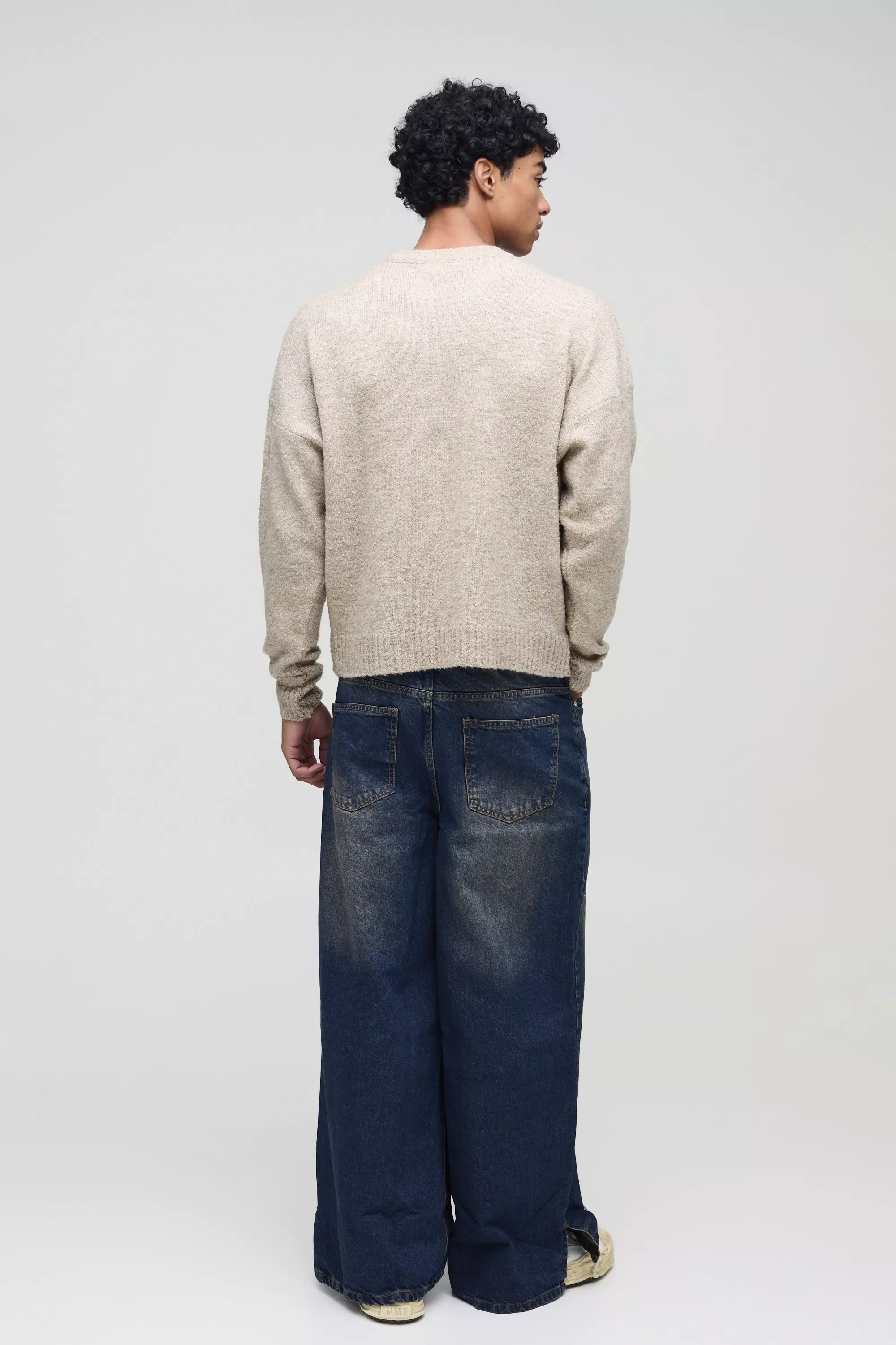Lockere Jeans mit geteiltem Saum, Antique blue alternatives Bild