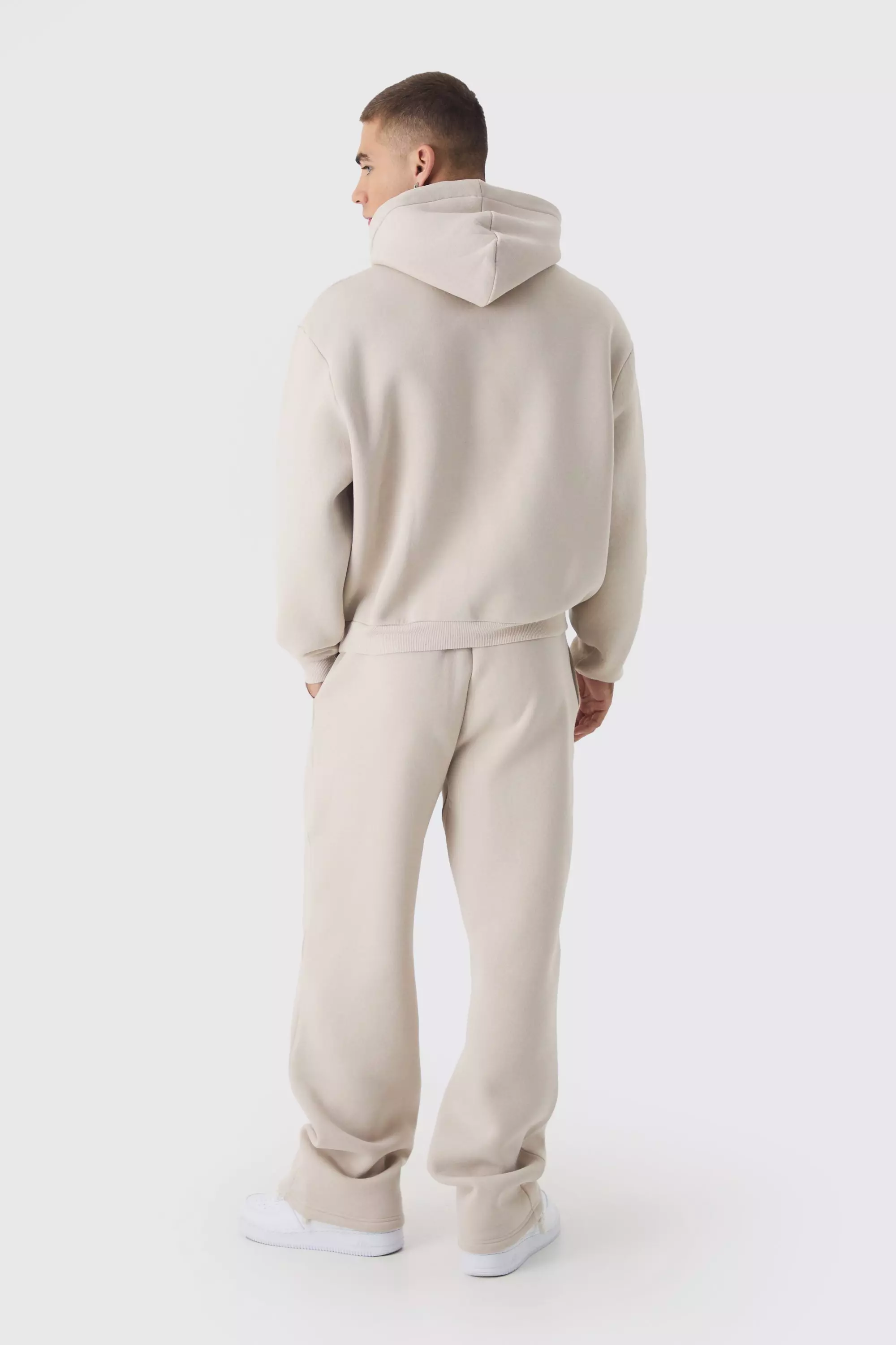 Oversized Boxy Varsity Embossed Hoodie Tracksuit | boohooMAN UK