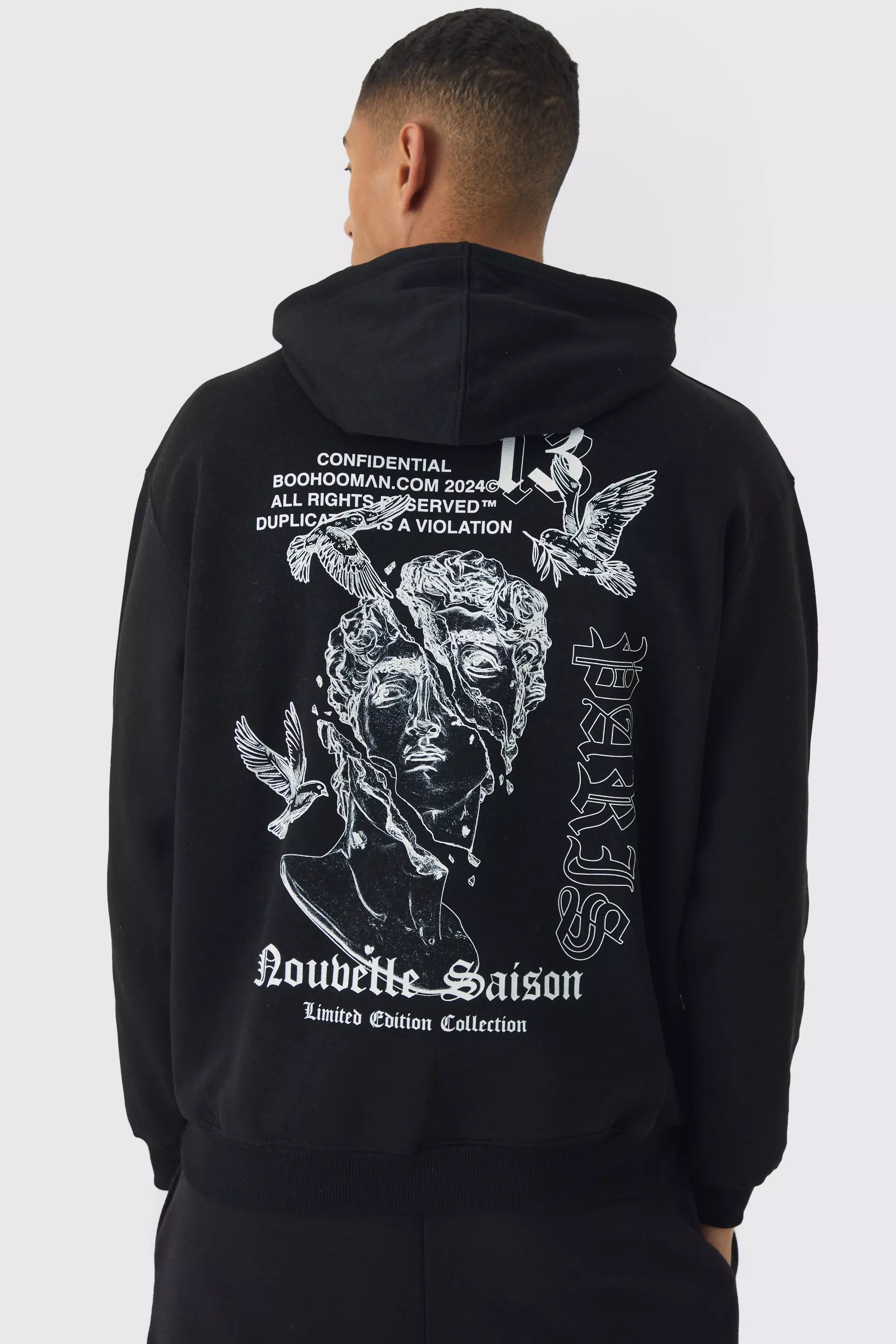 Oversize Hoodie mit Renaissance Print, Black alternatives Bild