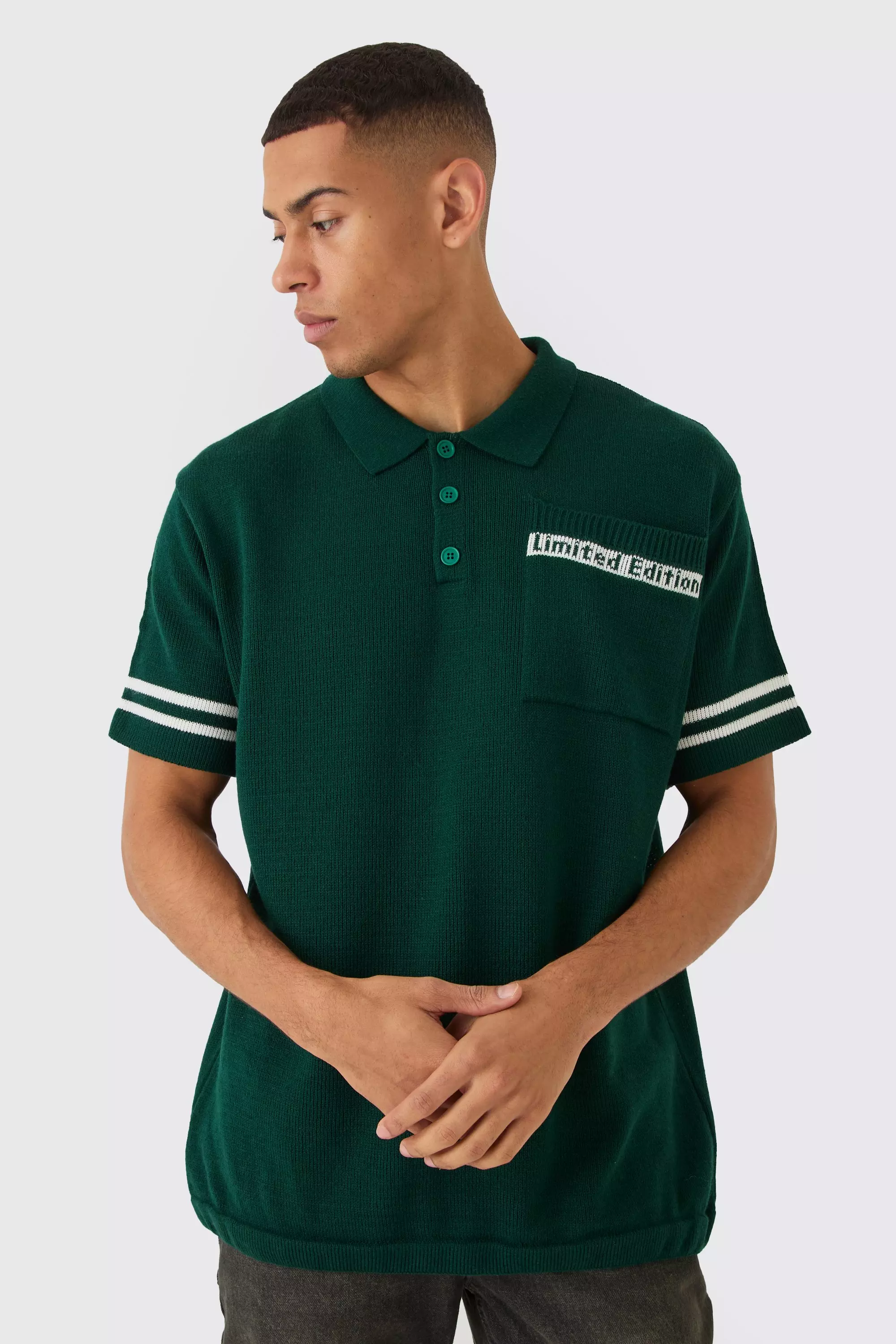 Green Oversized Limited Edition Knitted Polo Shirt alternative image
