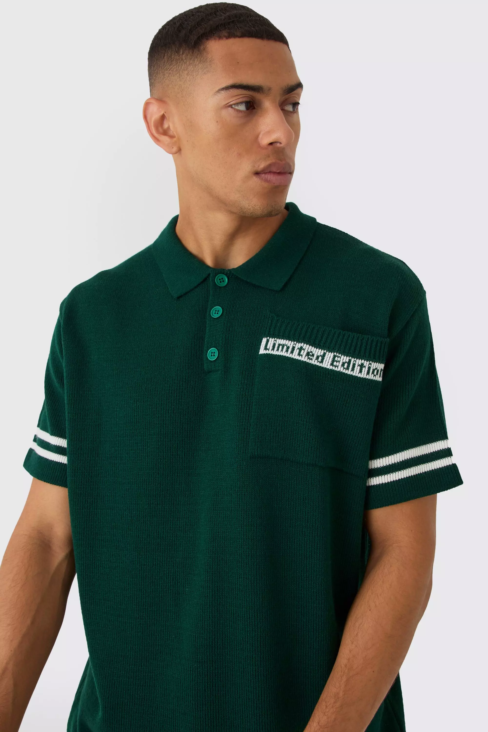 Green Oversized Limited Edition Knitted Polo Shirt alternative image