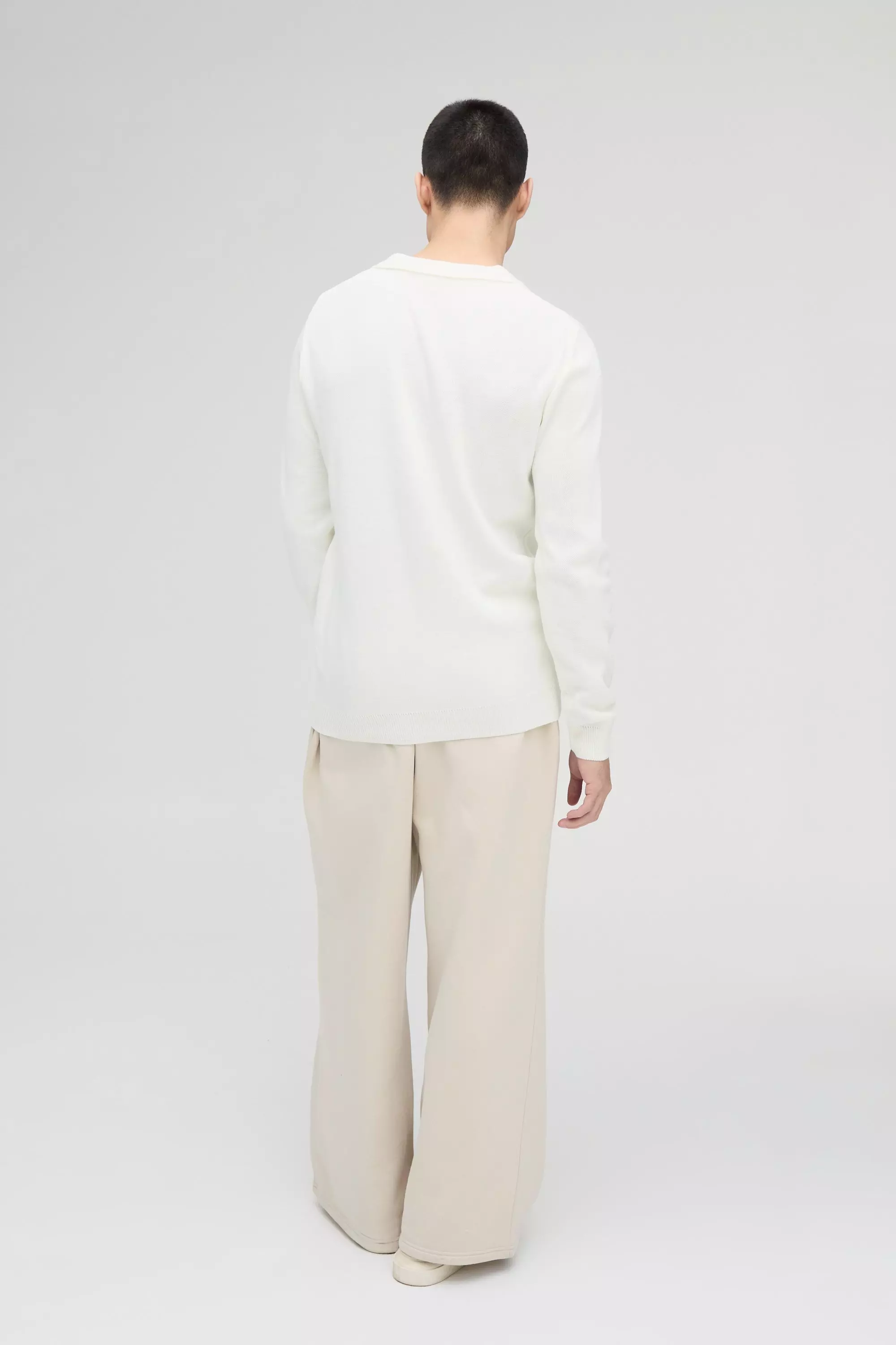 White Regular Long Sleeve Knitted Polo Jumper alternative image