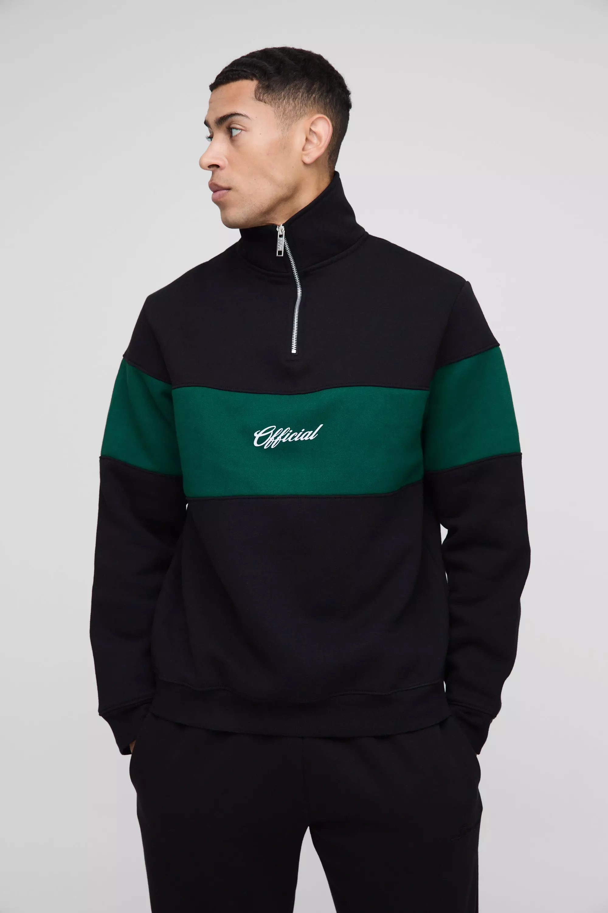 Sweat oversize zippé color block - MAN, Black autre image