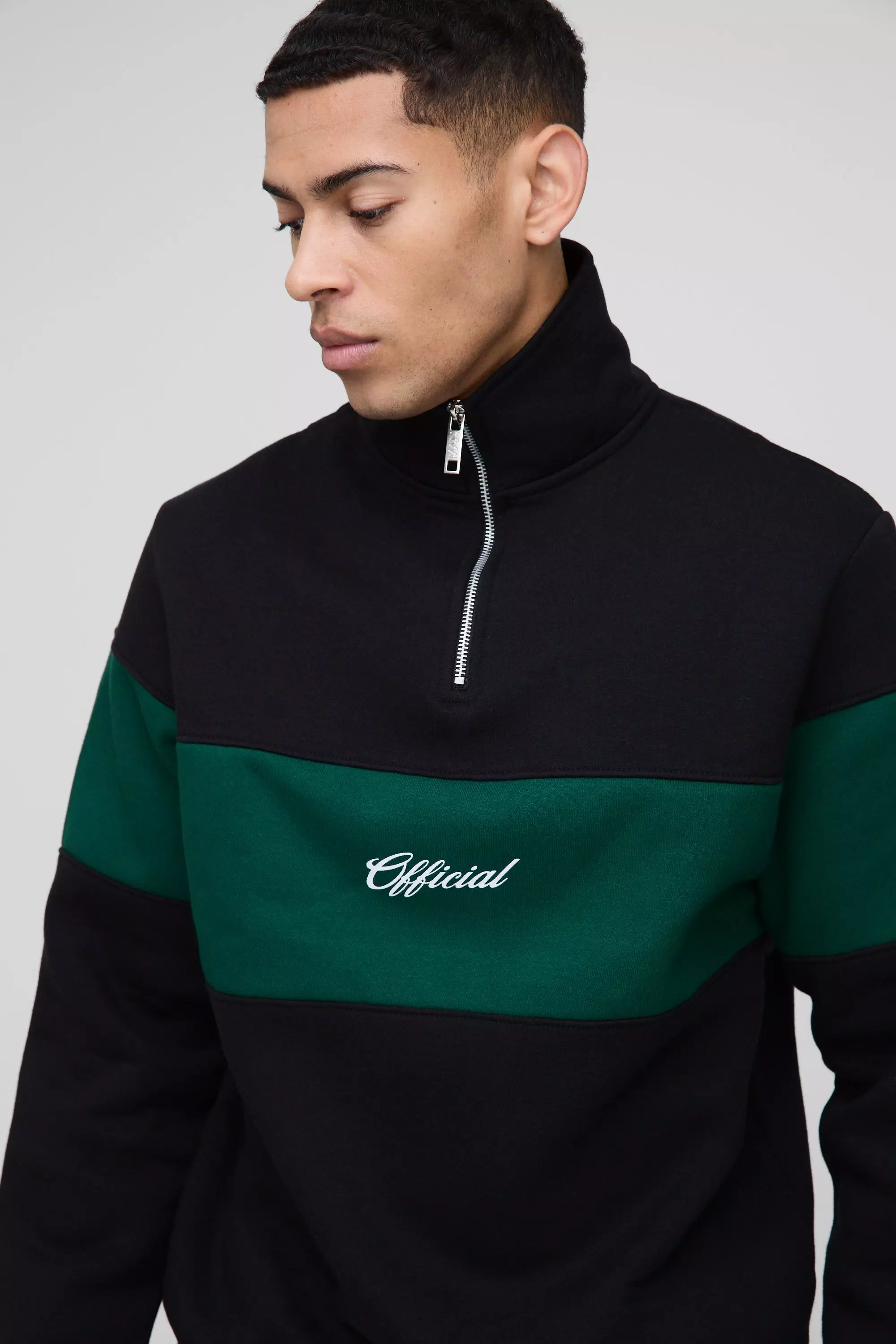 Sweat oversize zippé color block - MAN, Black autre image