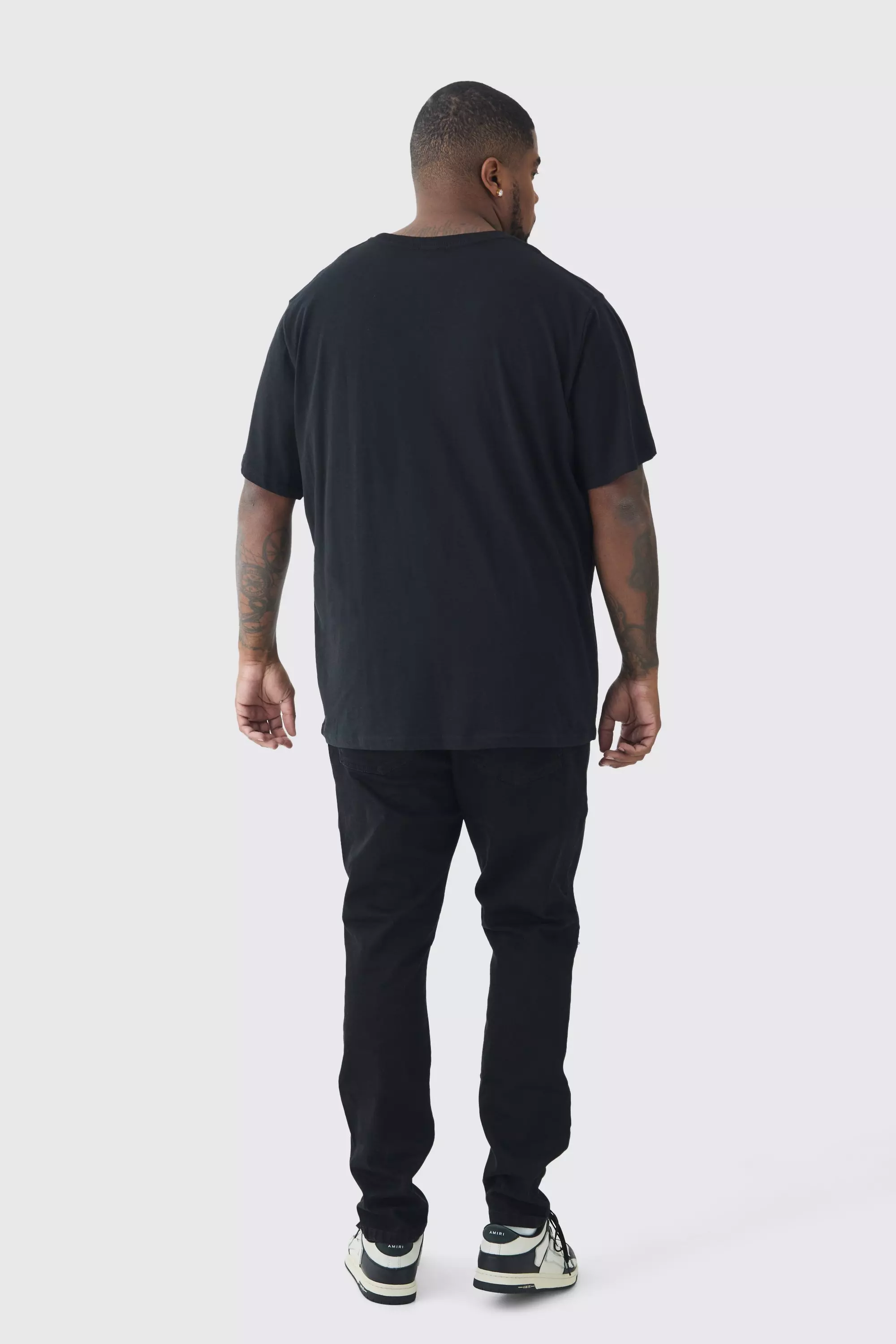Plus Super Skinny Stretch Biker Rip & Repair Paint Splat
