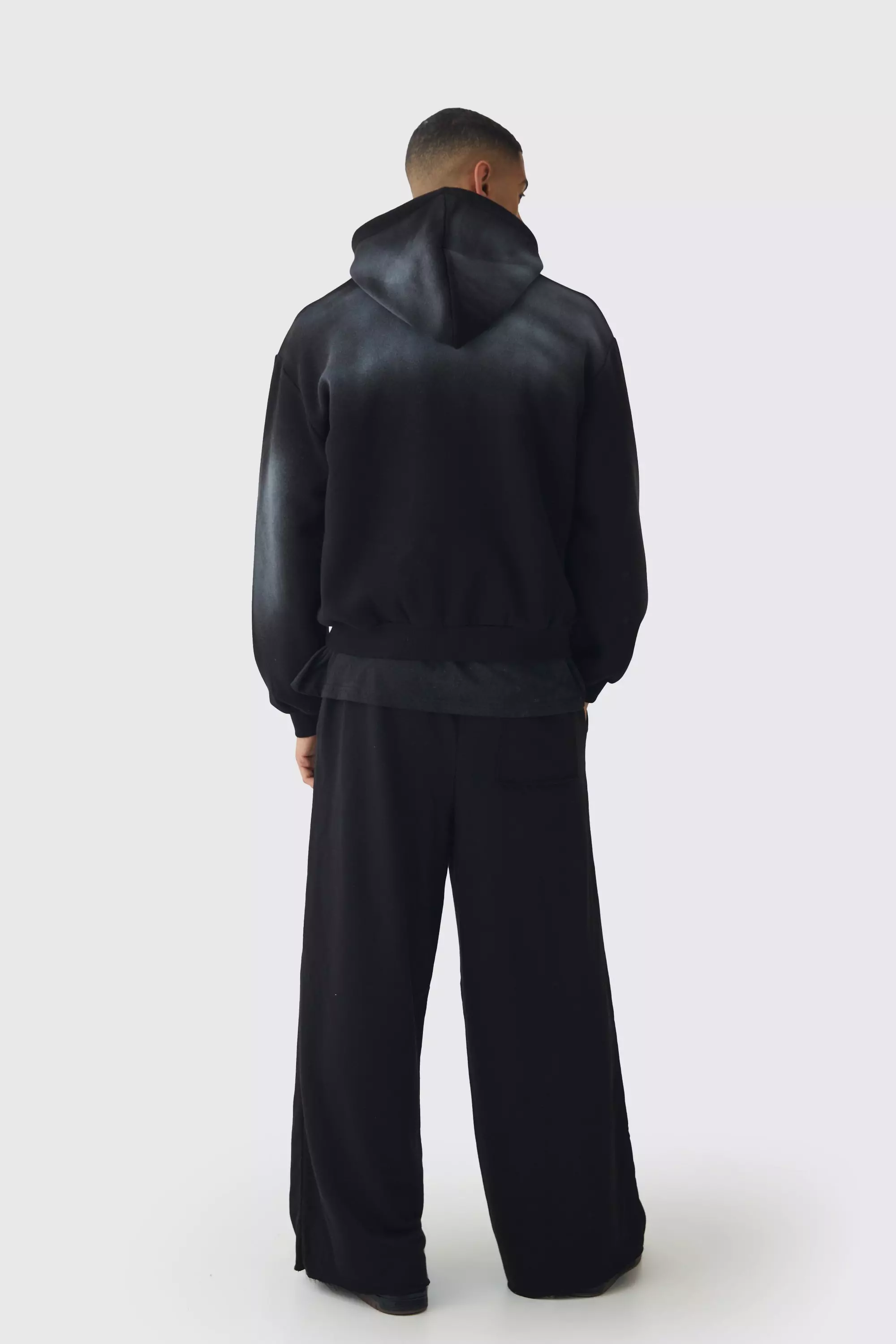 Extreme Wide Leg Raw Edge Loopback Jogger | boohooMAN USA