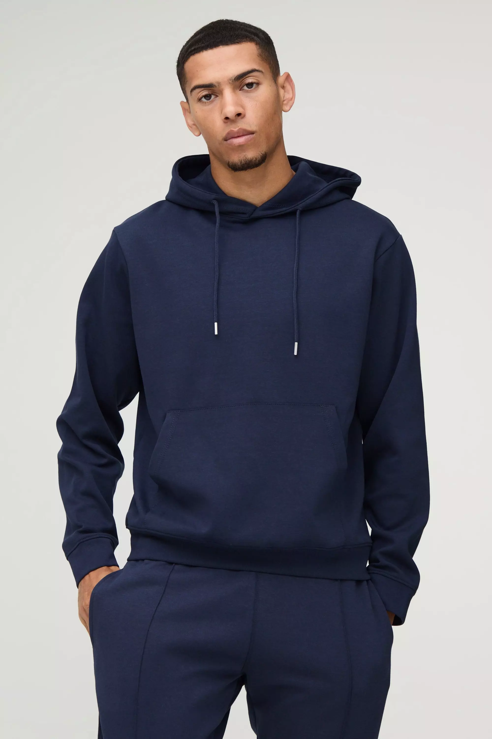 Navy Heavyweight Super Clean Interlock Hoodie