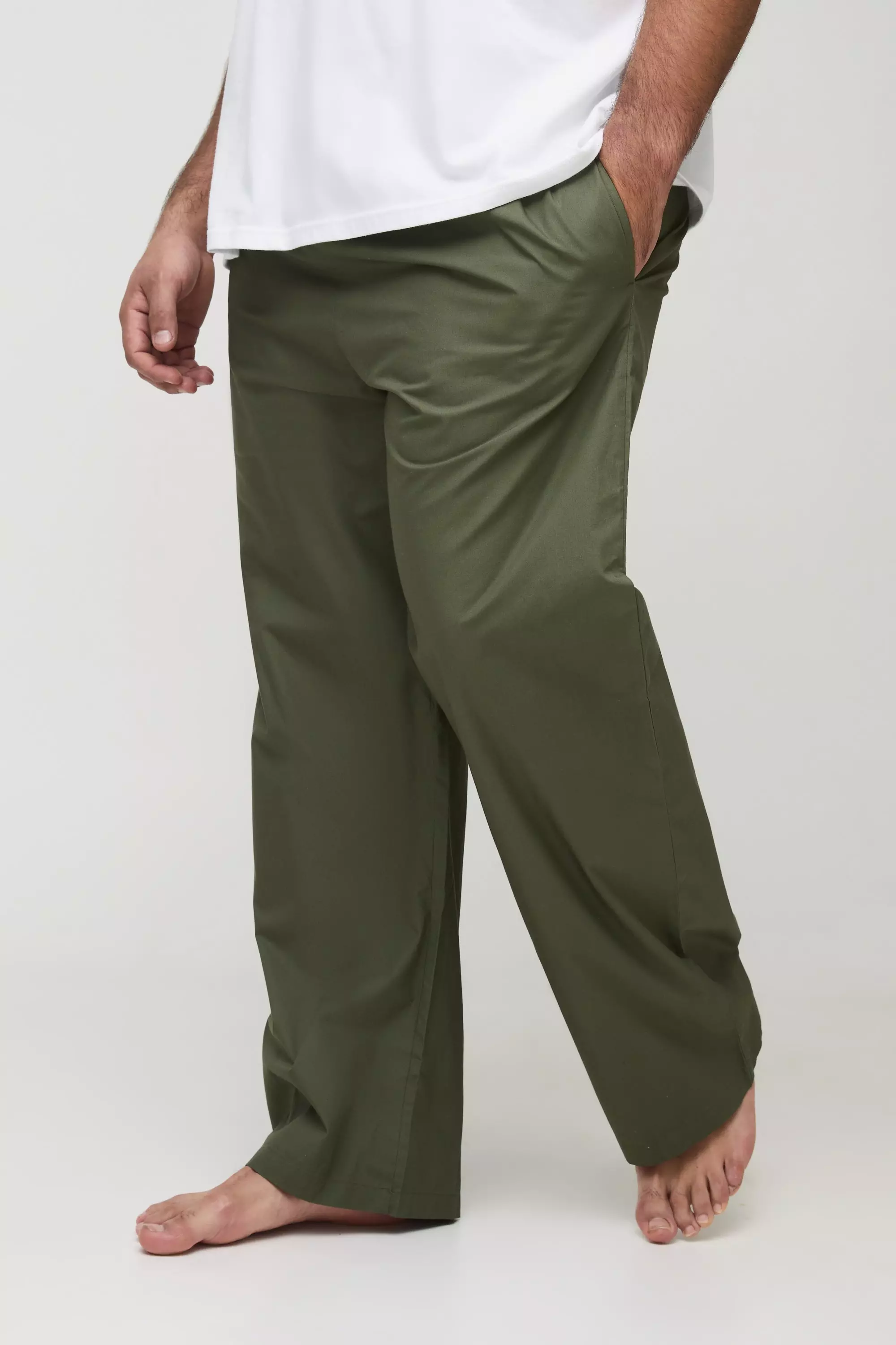 Khaki Plus Woven Tab Lounge Sweatpants in Khaki