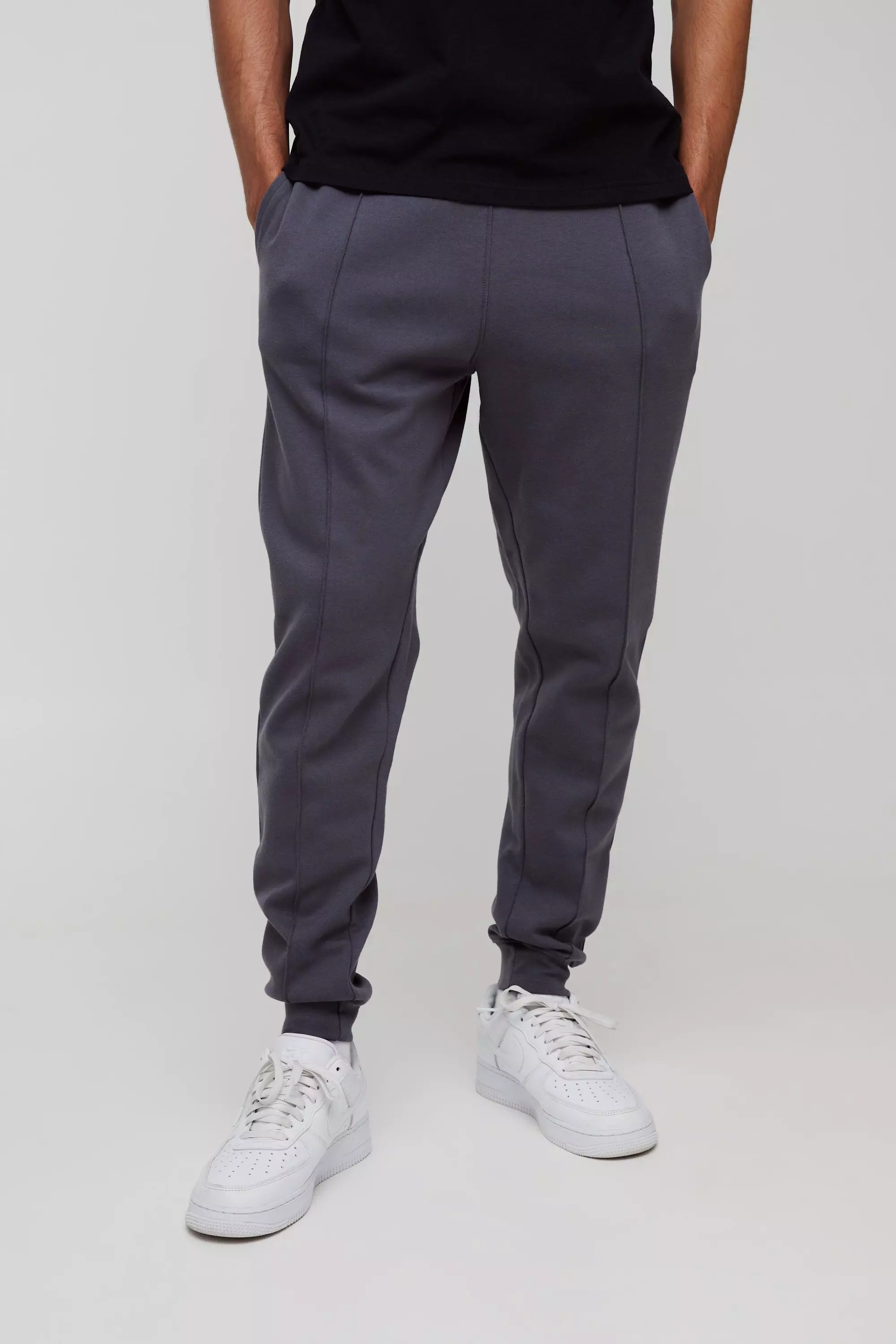 Grey Slim Tapered Heavyweight Interlock Jogger