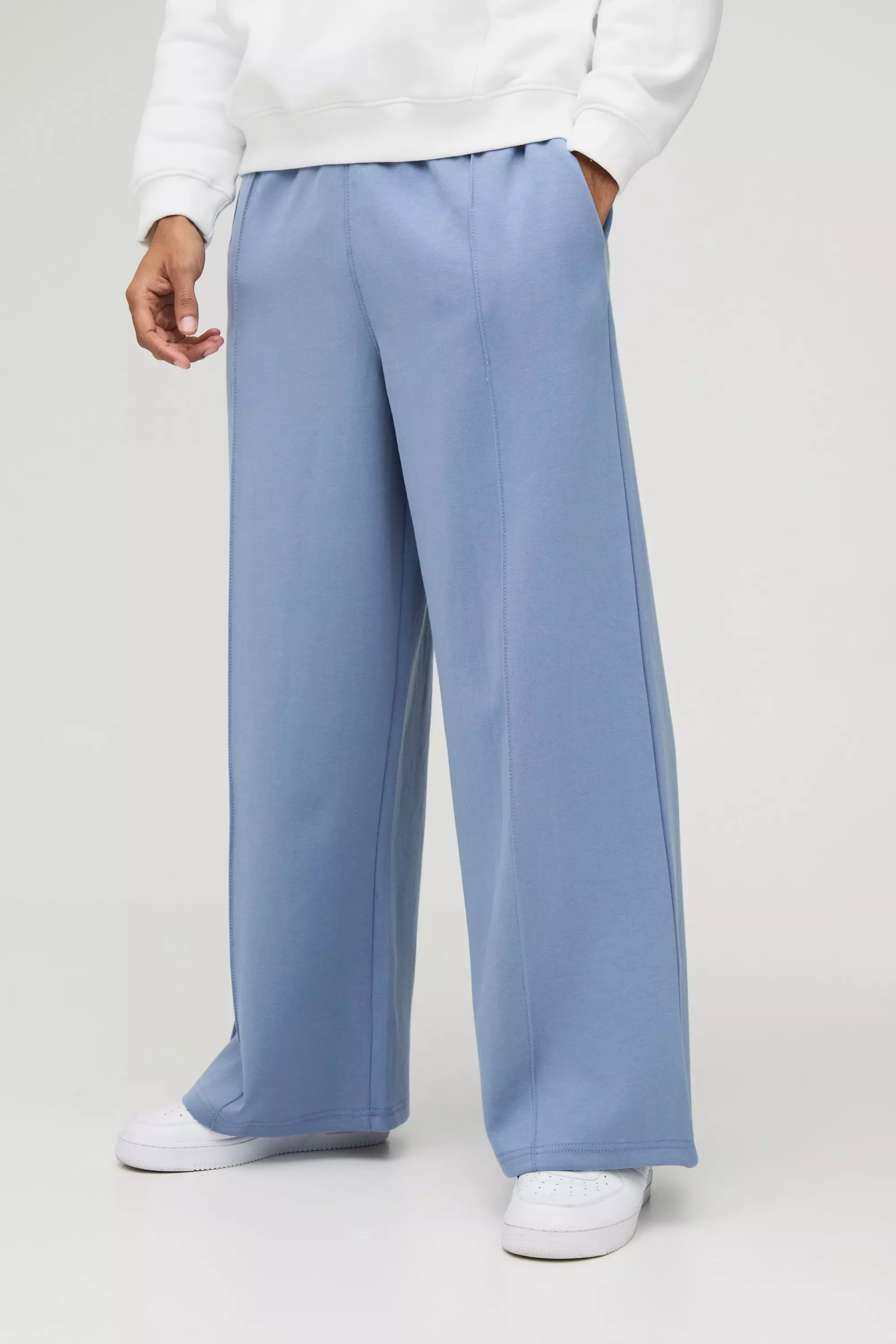 Extreme Wide Leg Heavyweight Super Clean Interlock Sweatpants Dusty blue