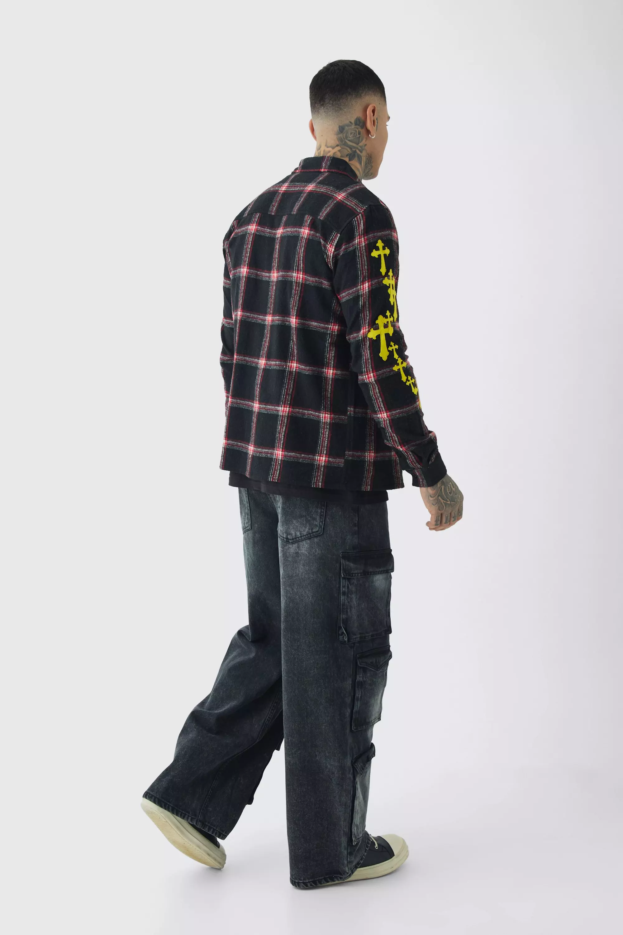 Black Tall Geruit Regular Fit Overhemd In Zwart alternatieve afbeelding