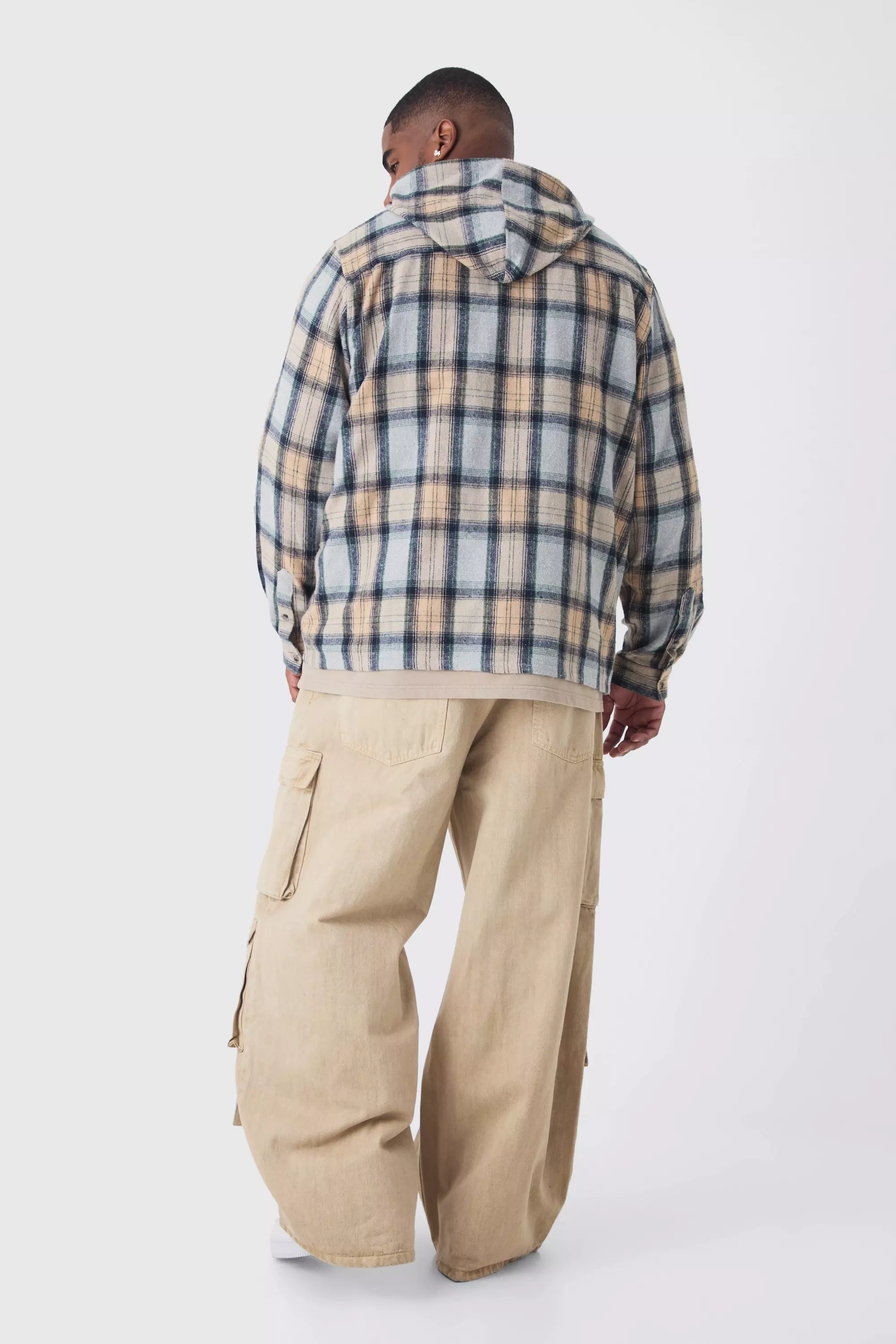 Green Plus Hooded Regular Fit Checked Shirt alternative image