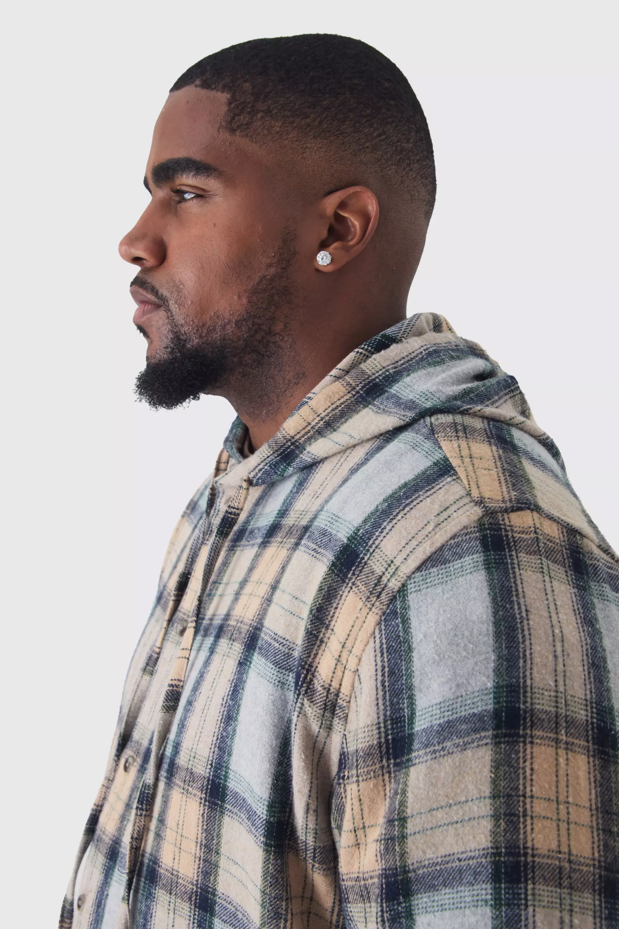 Green Plus Hooded Regular Fit Checked Shirt alternative image