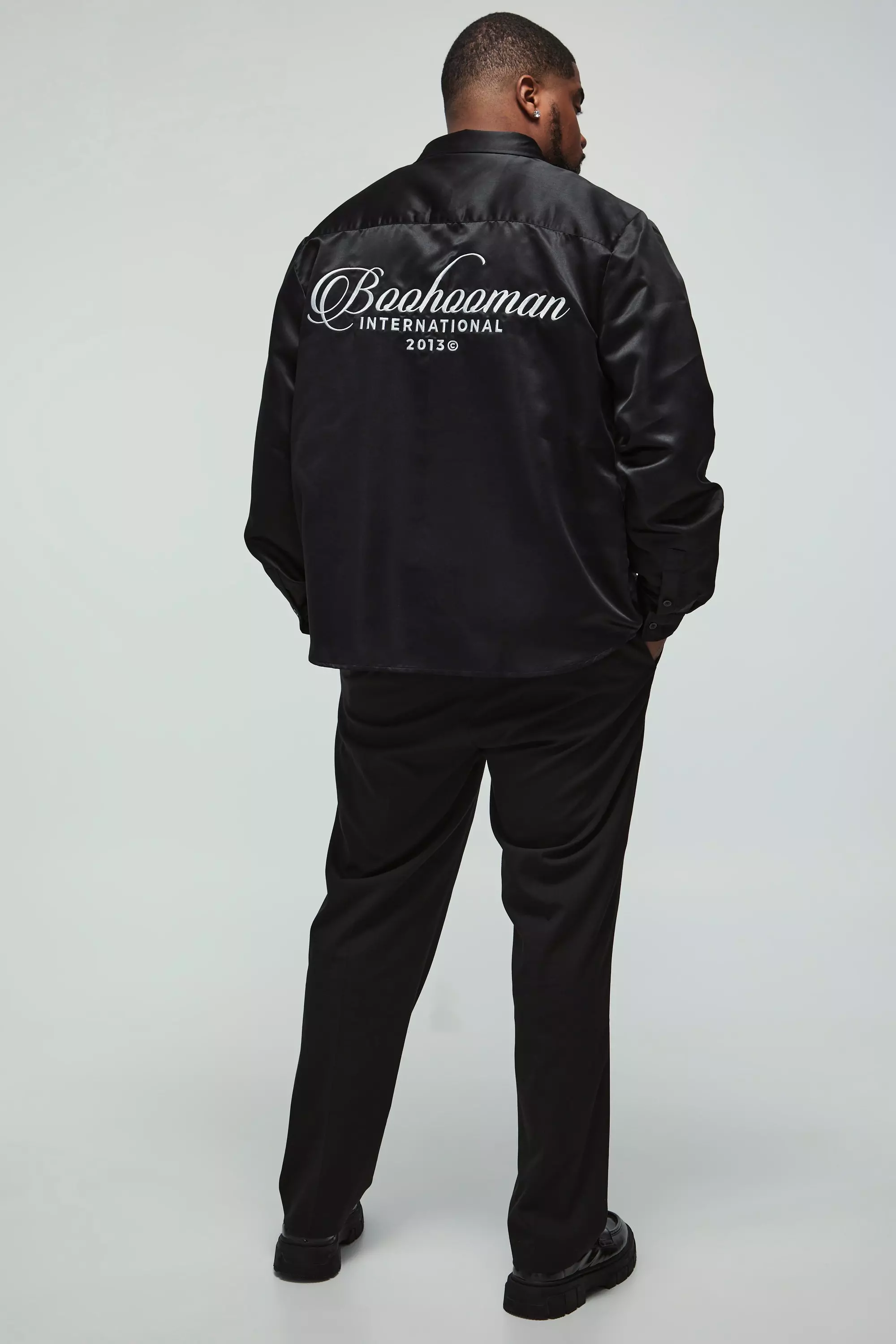 Grande taille - Chemise satinée à broderie, Black autre image