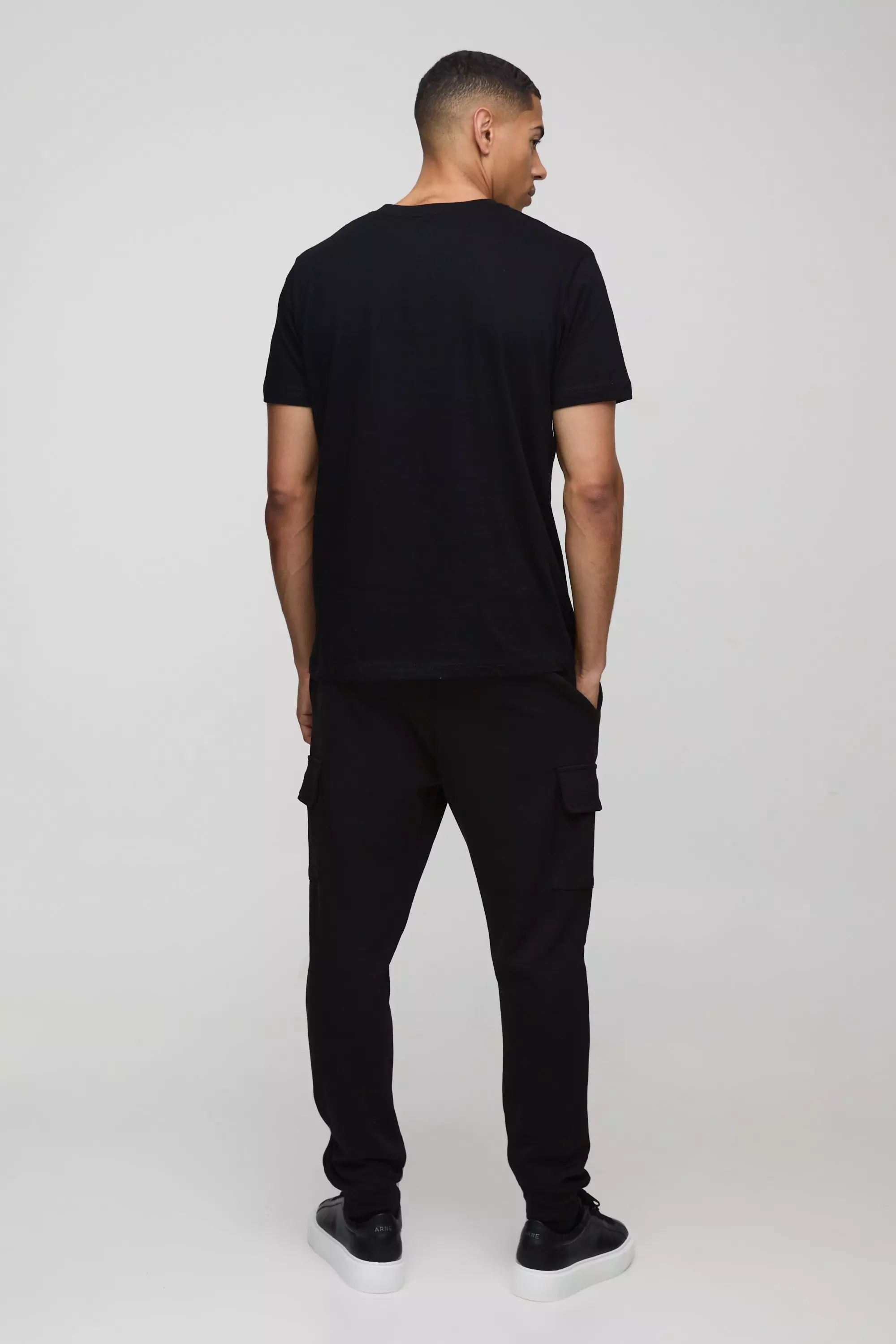 Black Slim Fit Heavyweight Interlock Cargo Jogger alternative image