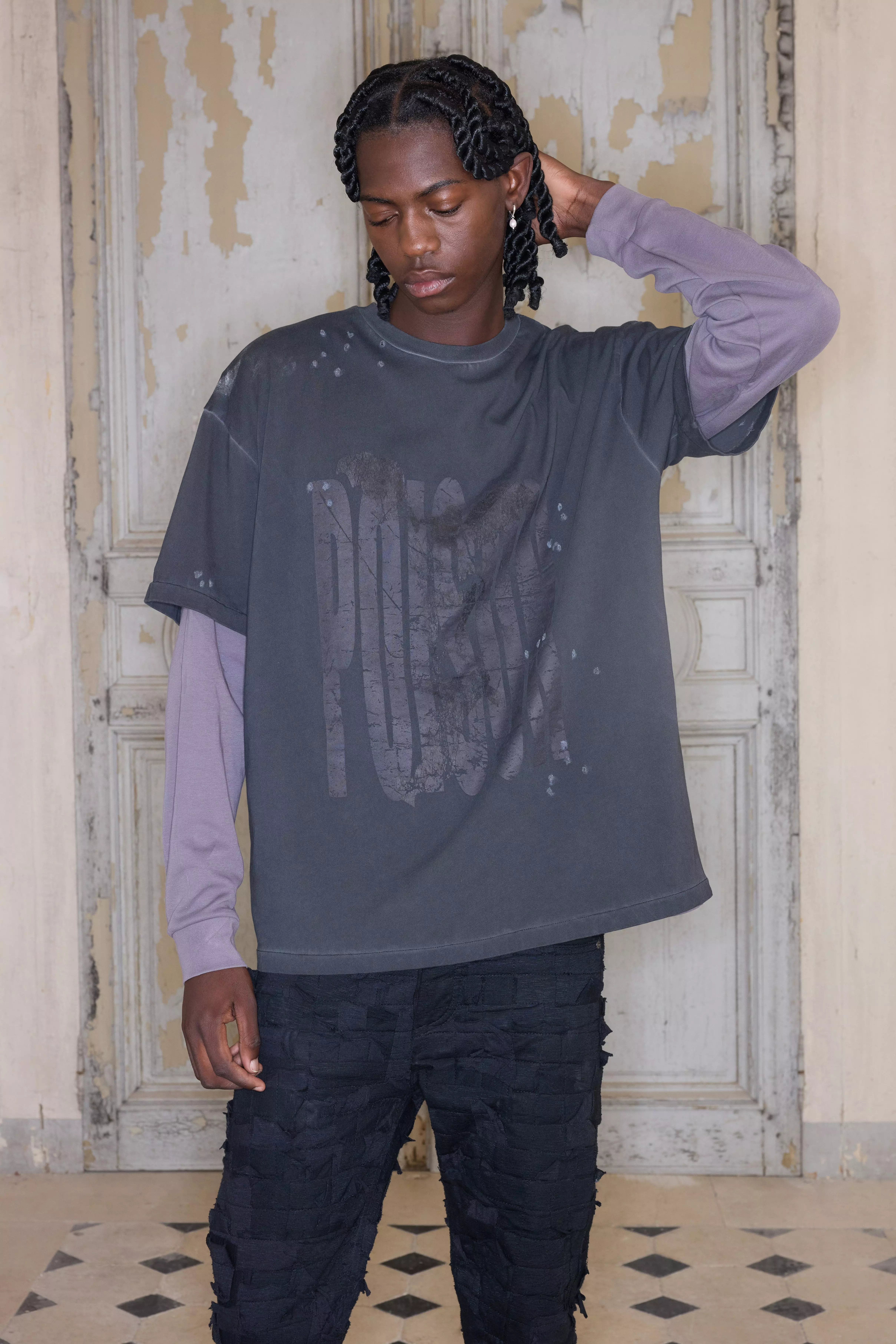 Premium Oversized Washed and Graphic T-Shirt Washed black